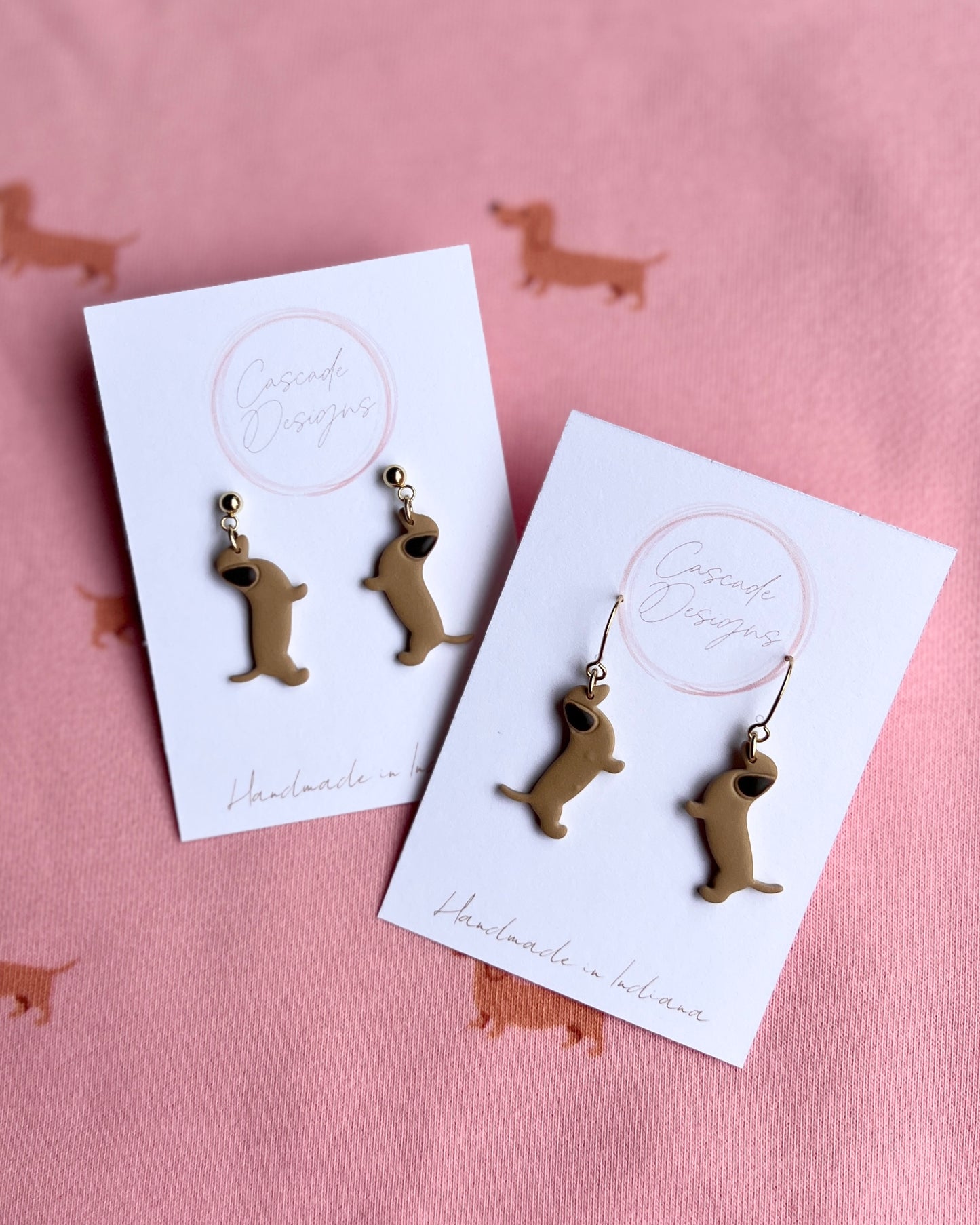 The Baby Dachshund | Wiener Dog Clay Earrings