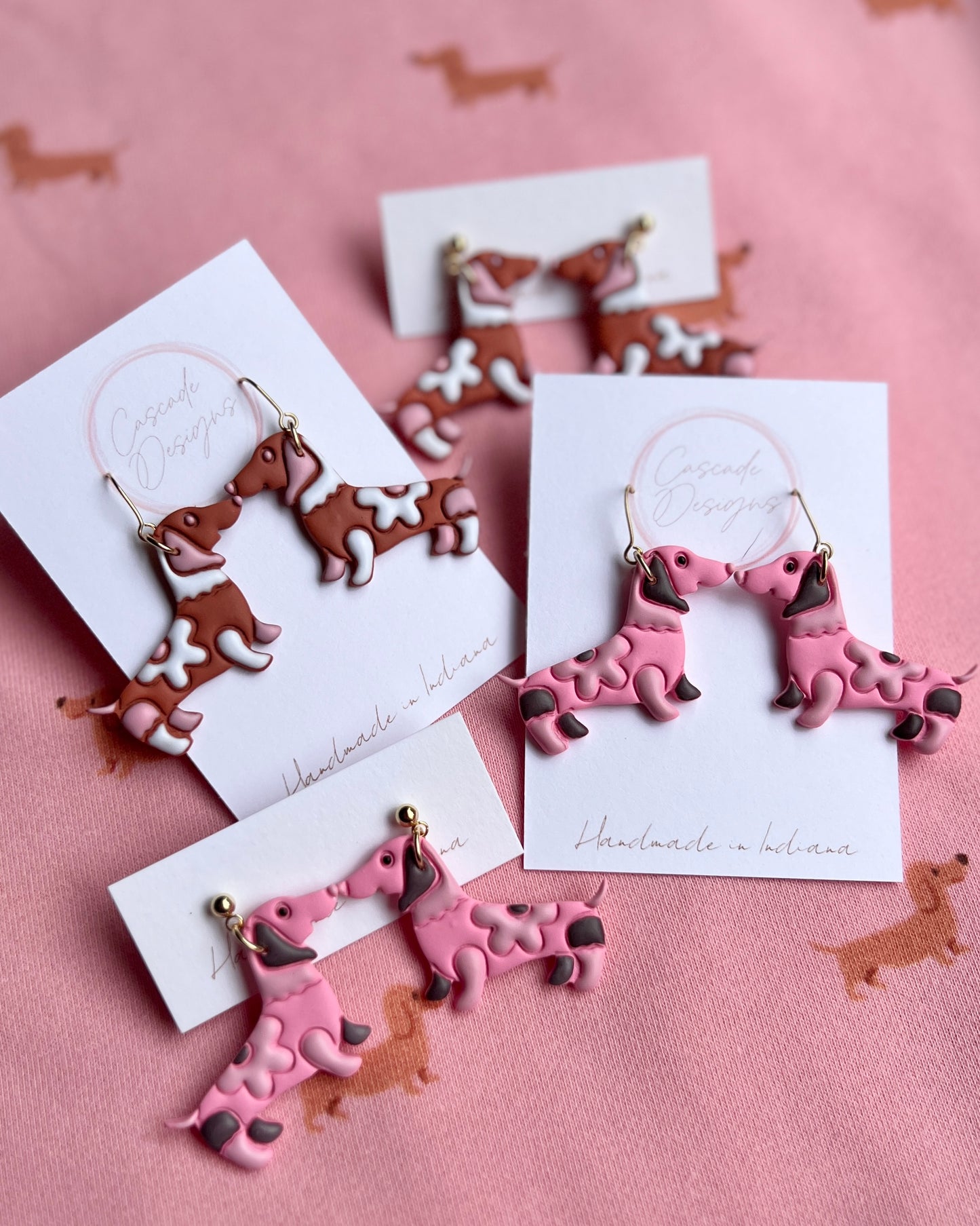 The Dashing Dachshund | Wiener Dog Flower Clay Earrings