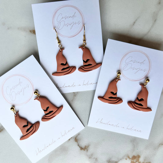 The Hat | Brown and Black Hat Earrings