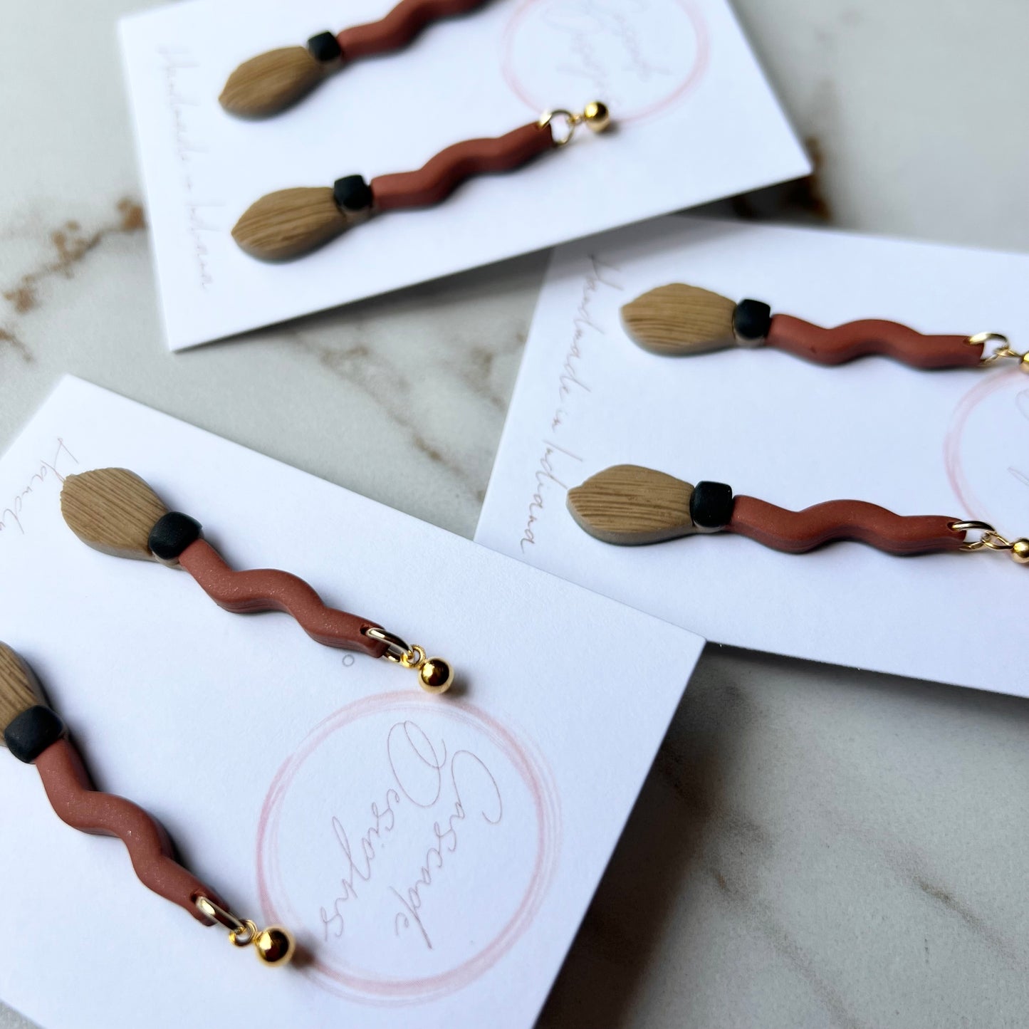 The Sweeper | Brown and Black Broom Earrings