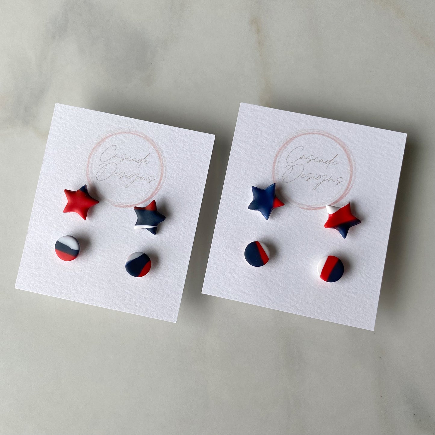 The Liberty Mini Set | Star and Circle Clay Earrings