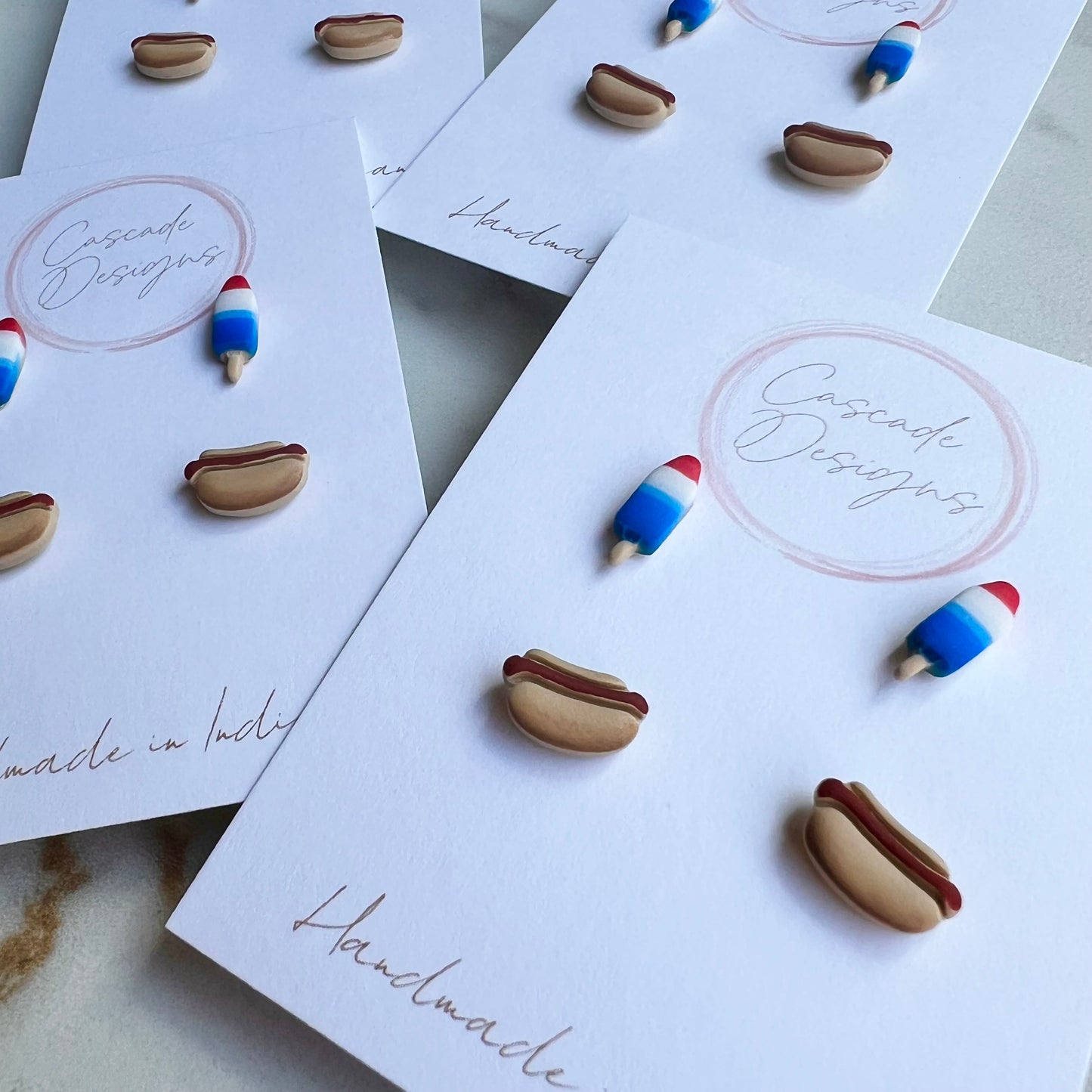 The Picnic | Mini Rocket Pop and Hot Dog Clay Earring Studs - Set of 2