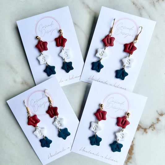 The USA | Triple Star Clay Earrings