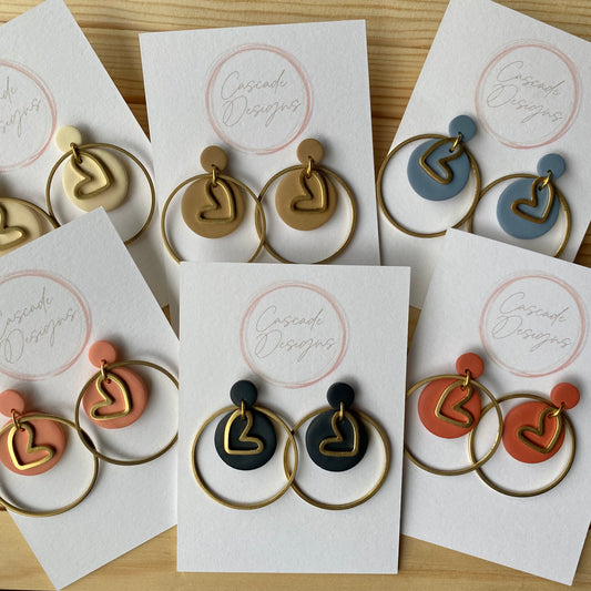 The Amor | Heart Hoop Clay Earrings