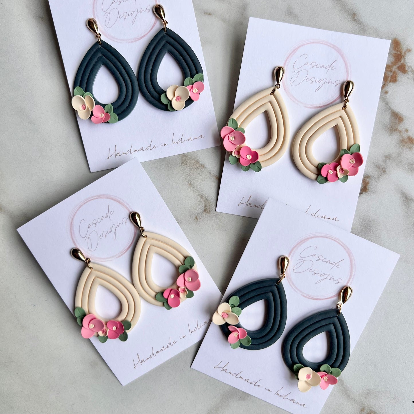 The Penelope | Floral Drop Clay Earrings