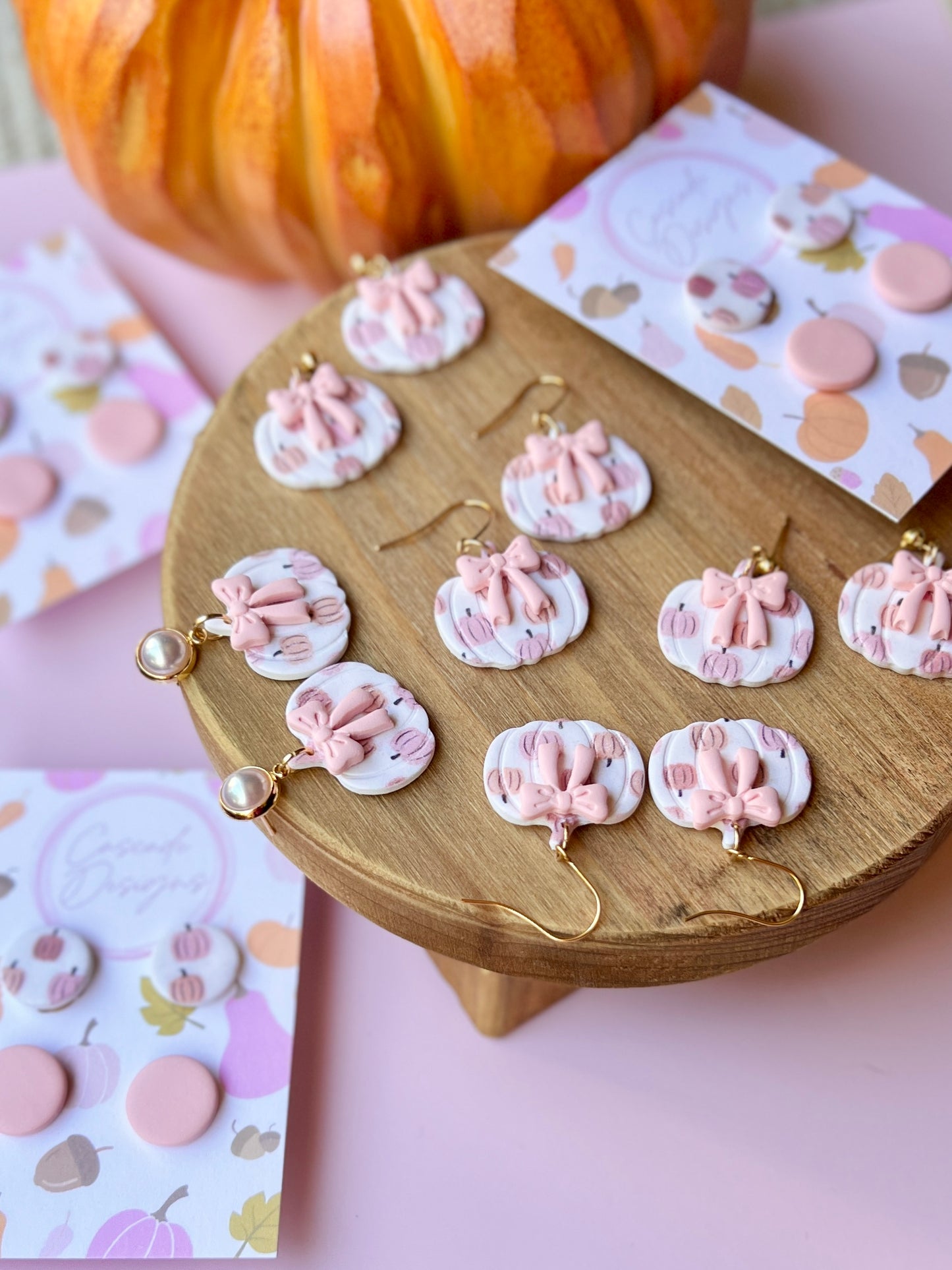 The Pumpkin Bow | Patterned Pumpkin Bow Earrings