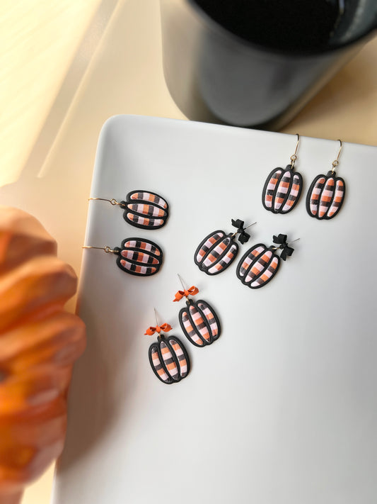 The Plaid Pumpkin | Patterned Pumpkin Earrings