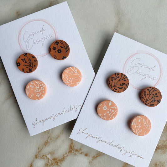 The Blossom | Patterned Round Clay Earring Studs