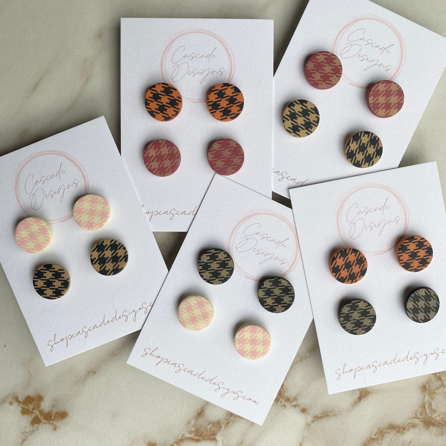 The Flanni | Flannel Round Clay Earring Studs