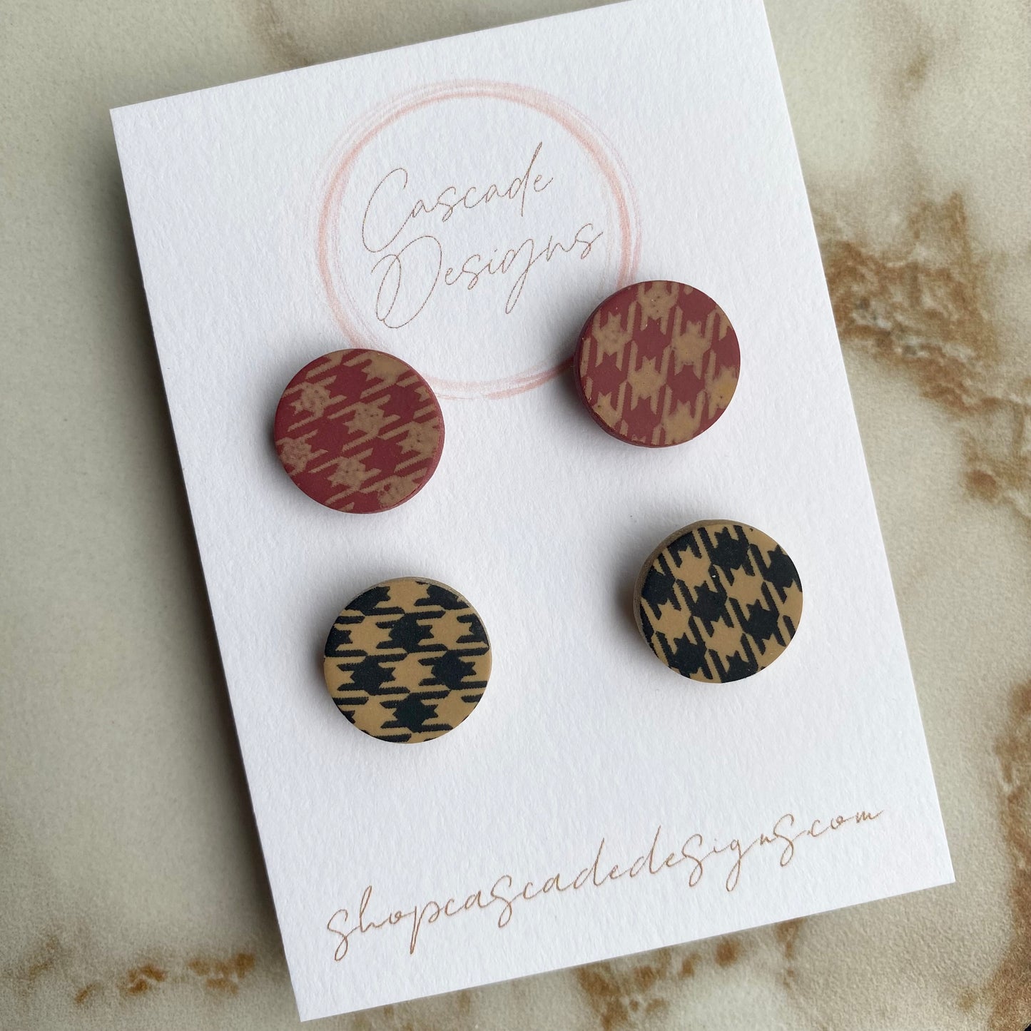 The Flanni | Flannel Round Clay Earring Studs