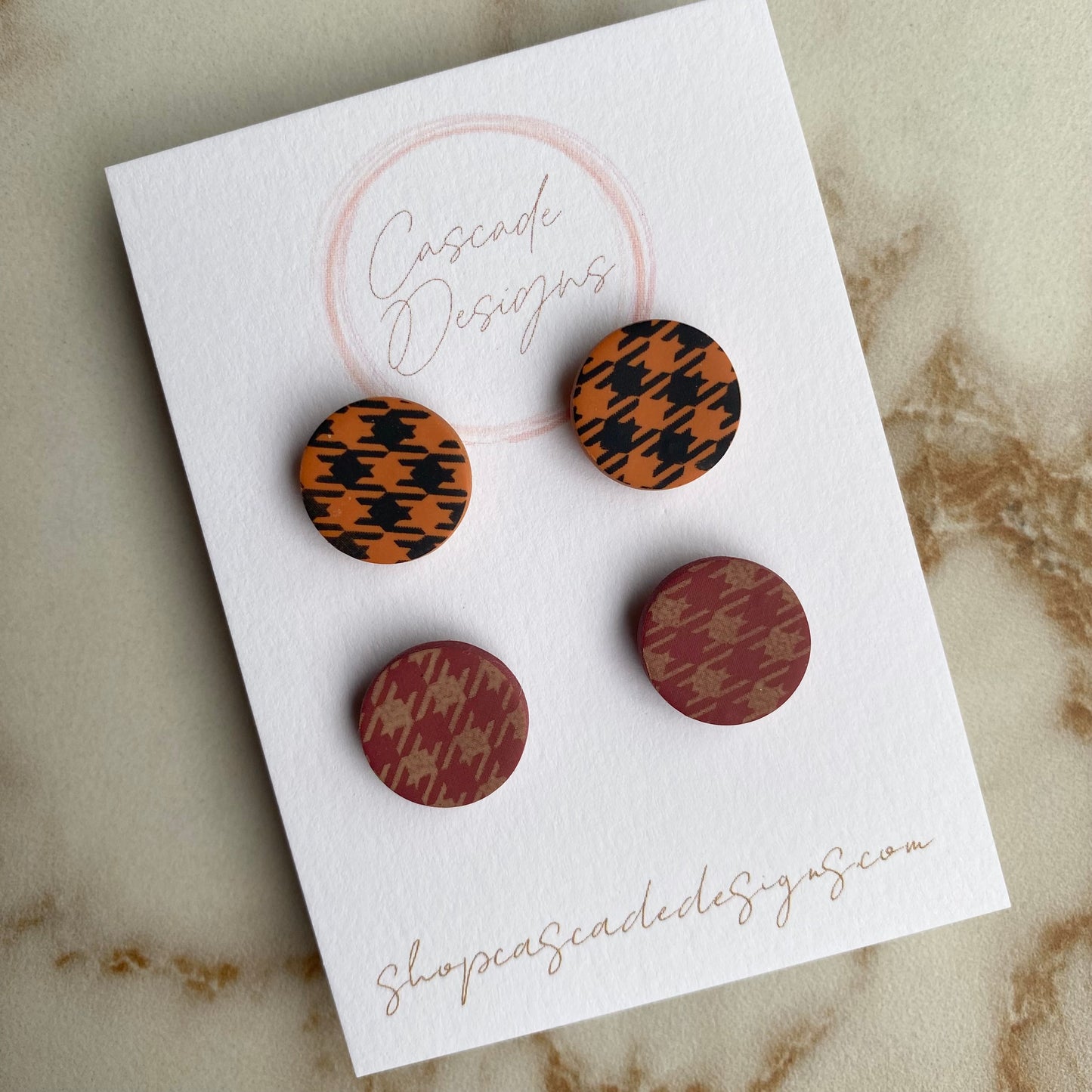 The Flanni | Flannel Round Clay Earring Studs