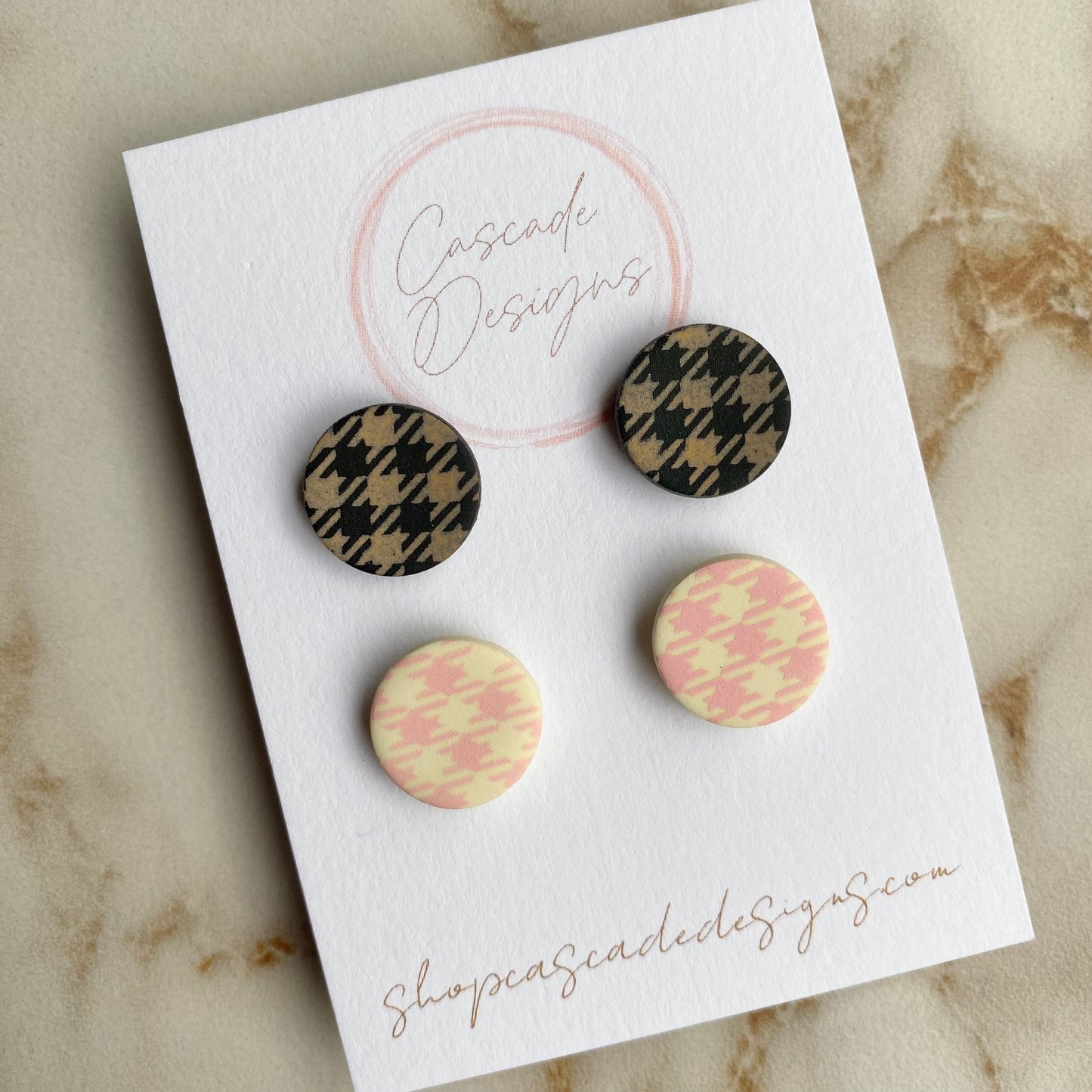 The Flanni | Flannel Round Clay Earring Studs