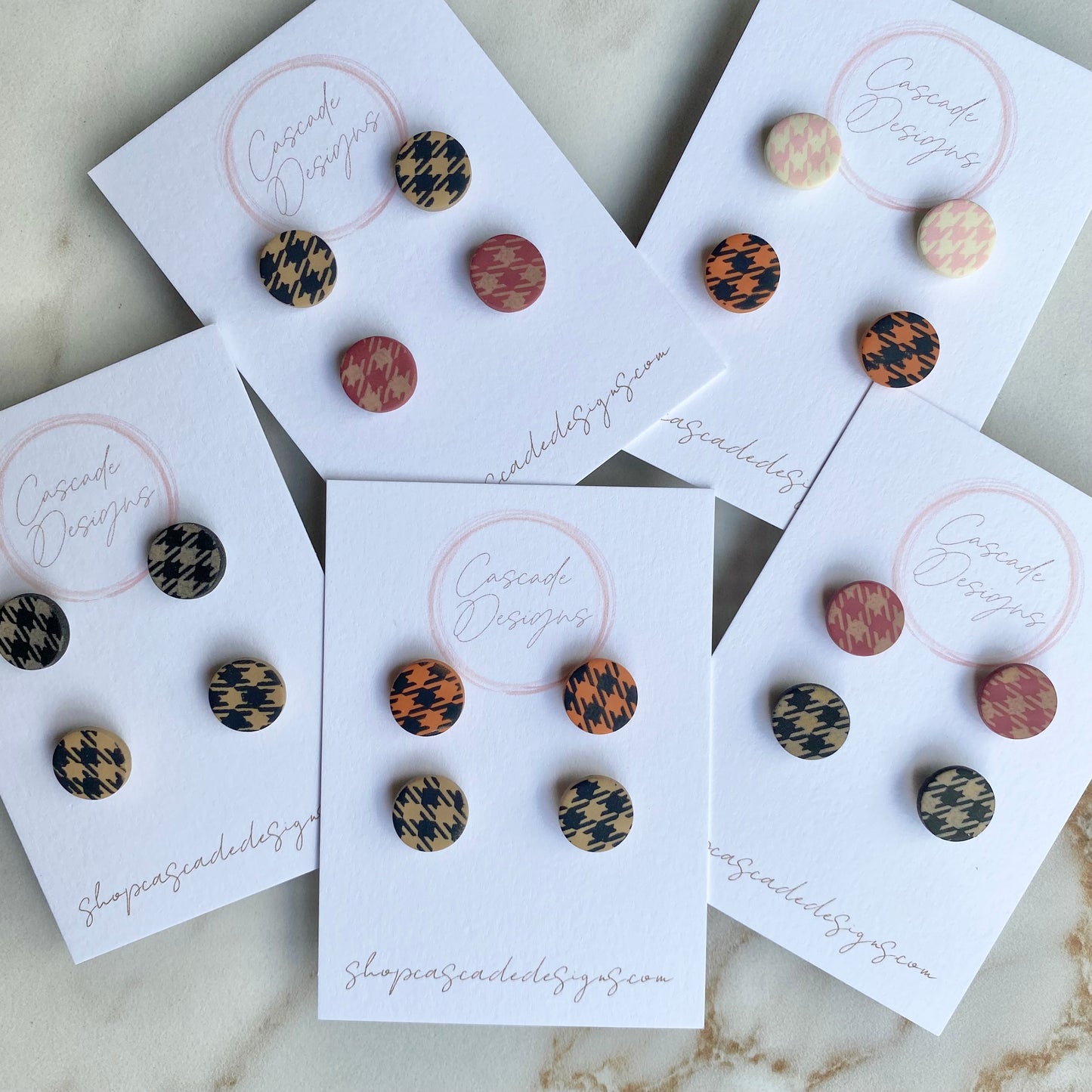 The Flanni | Flannel Round Clay Earring Studs