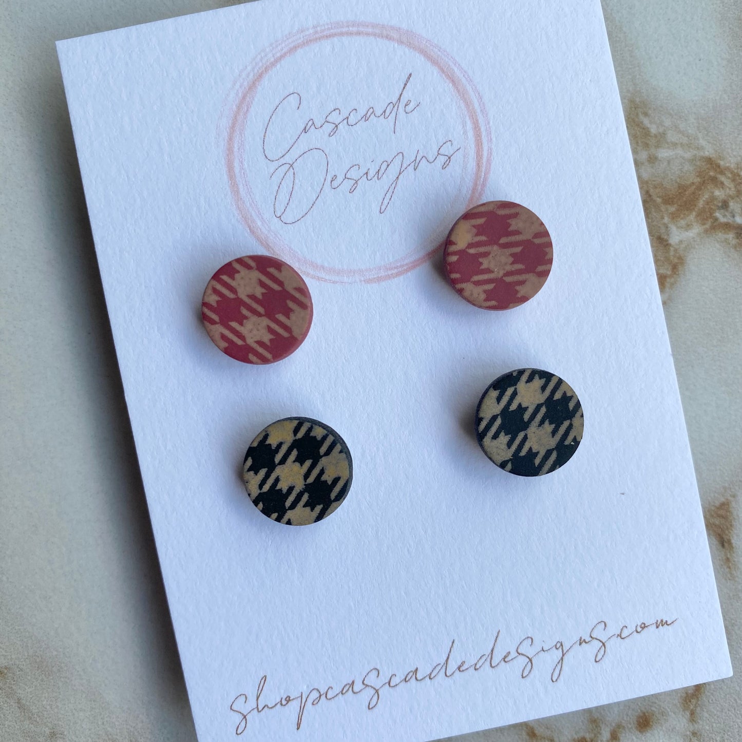 The Flanni | Flannel Round Clay Earring Studs