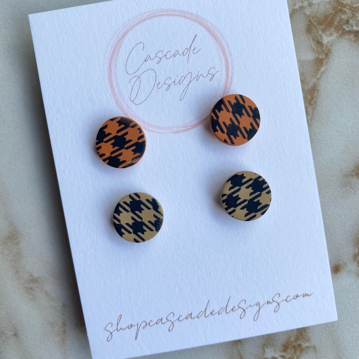 The Flanni | Flannel Round Clay Earring Studs