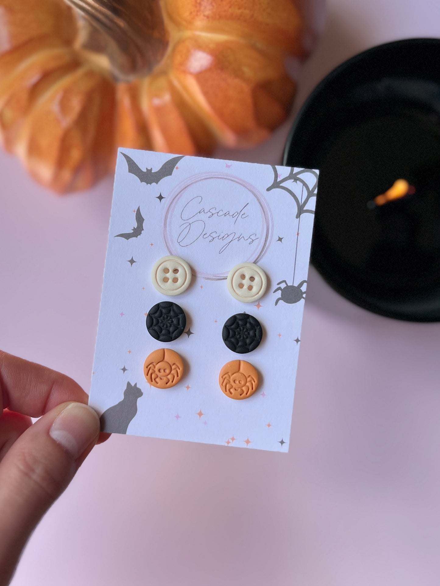 The Spooki Trio | Assorted Halloween Clay Earring Studs - Set of 3