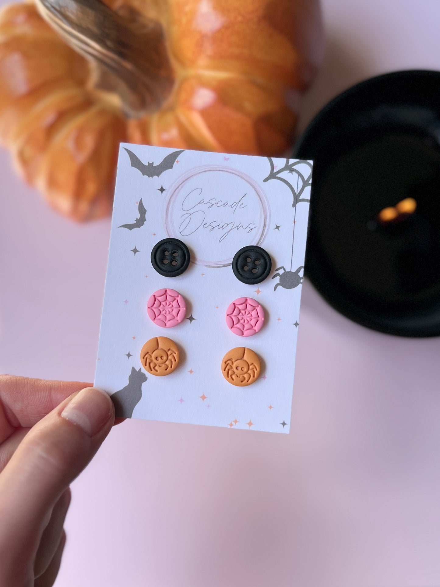 The Spooki Trio | Assorted Halloween Clay Earring Studs - Set of 3