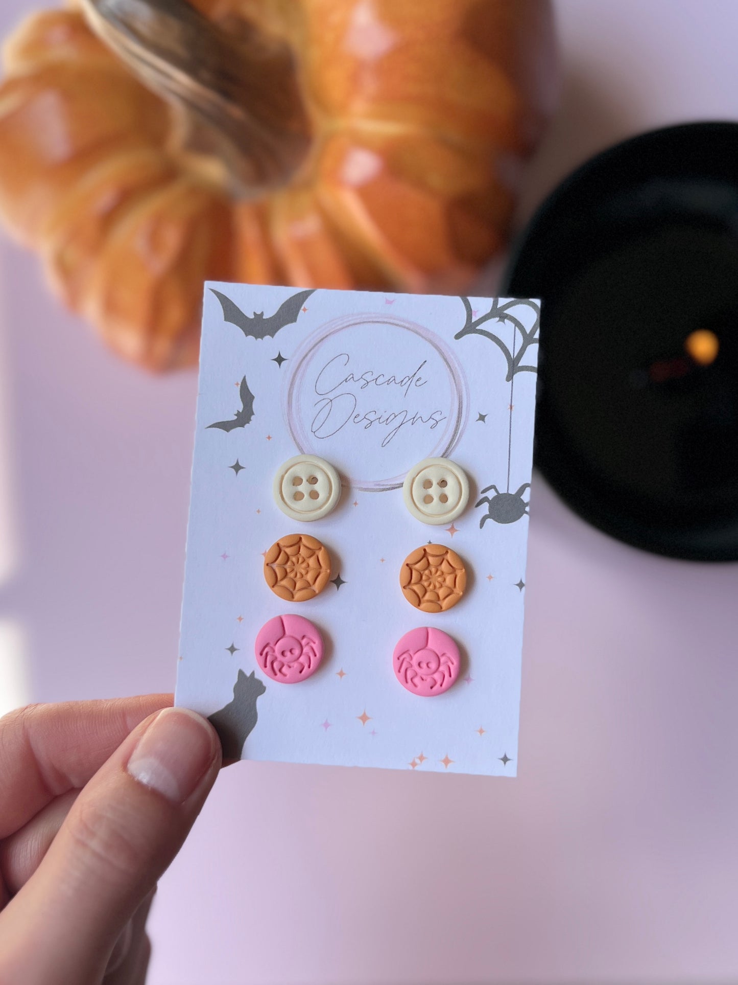 The Spooki Trio | Assorted Halloween Clay Earring Studs - Set of 3