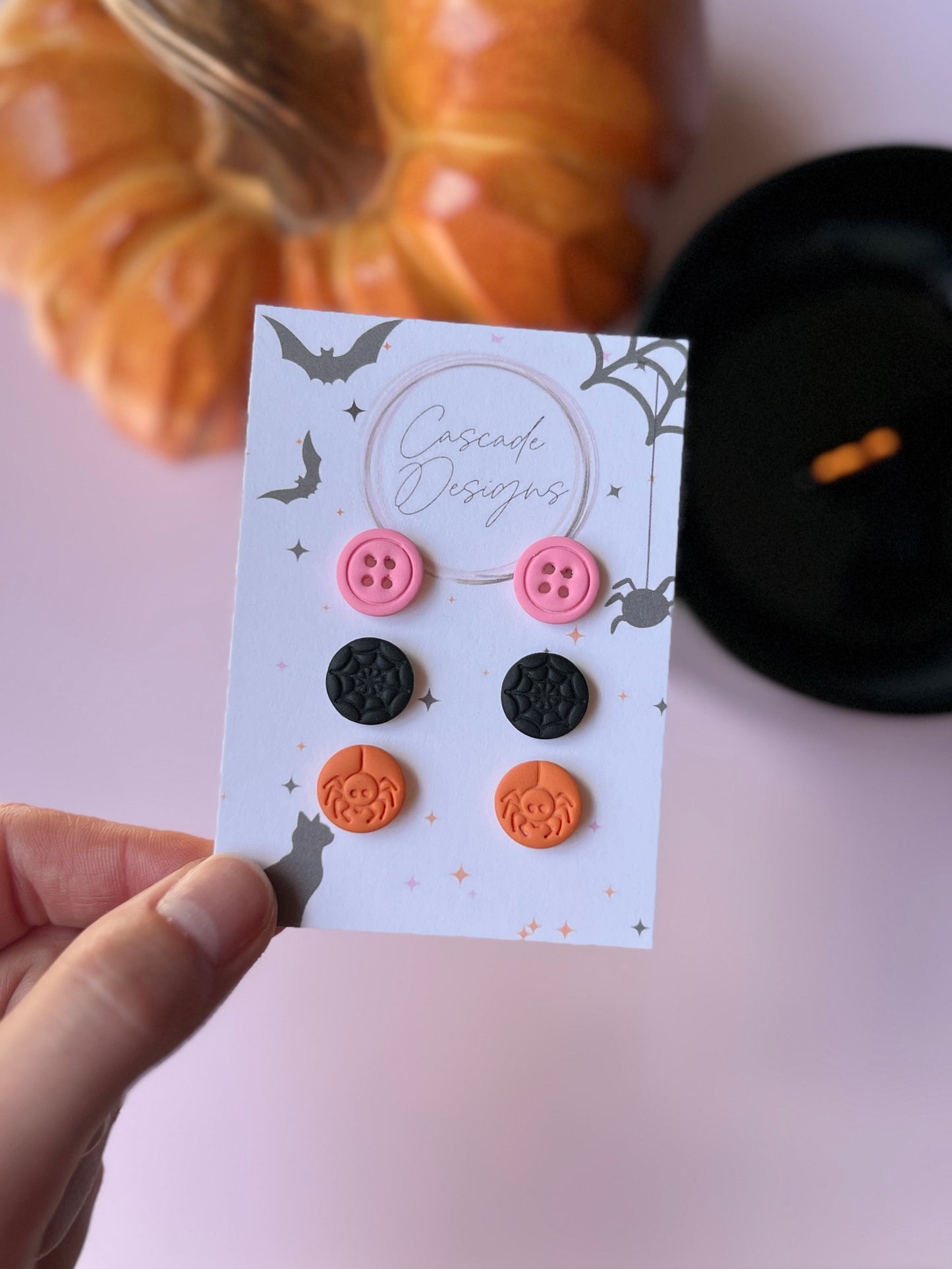 The Spooki Trio | Assorted Halloween Clay Earring Studs - Set of 3