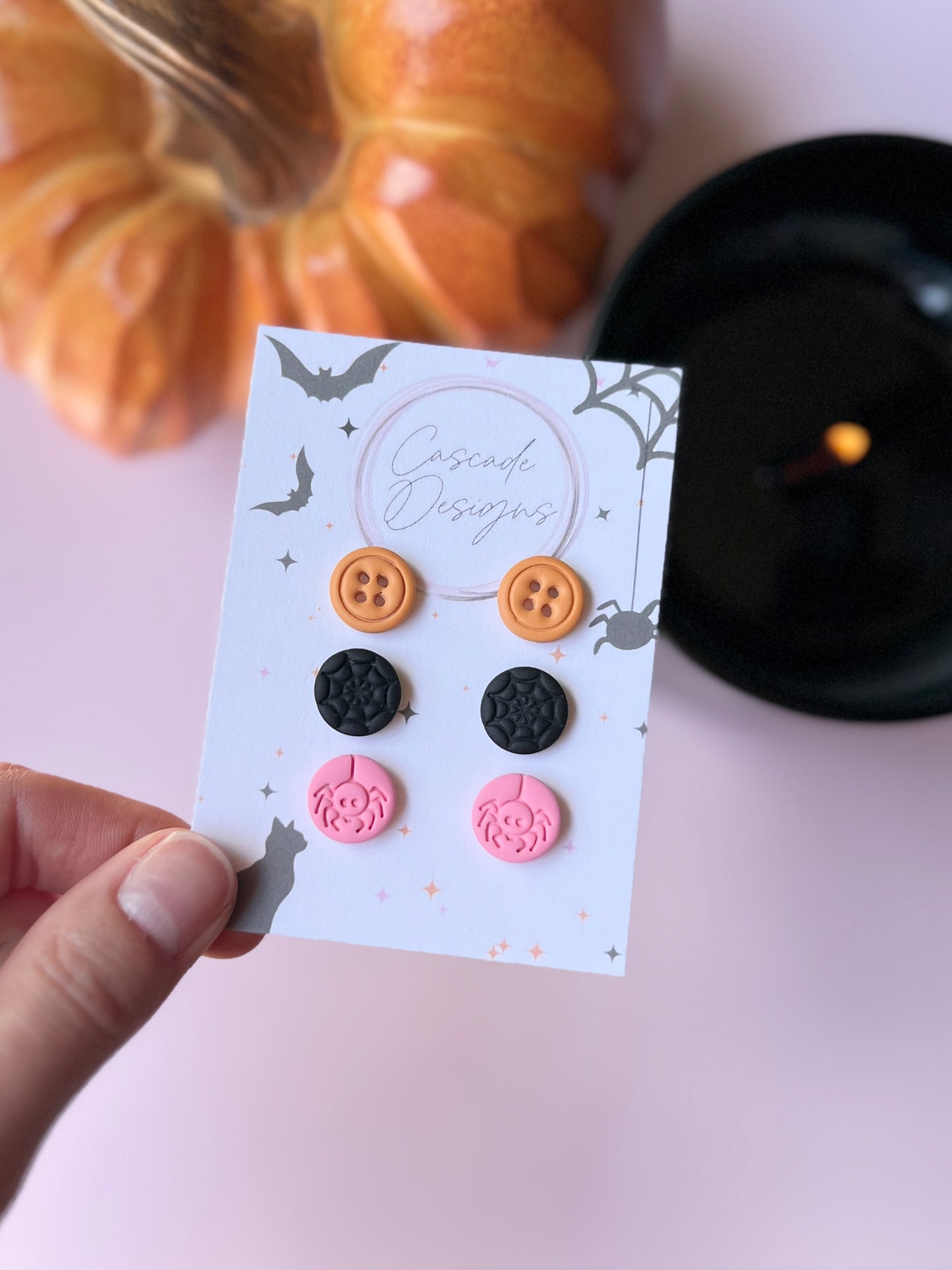 The Spooki Trio | Assorted Halloween Clay Earring Studs - Set of 3