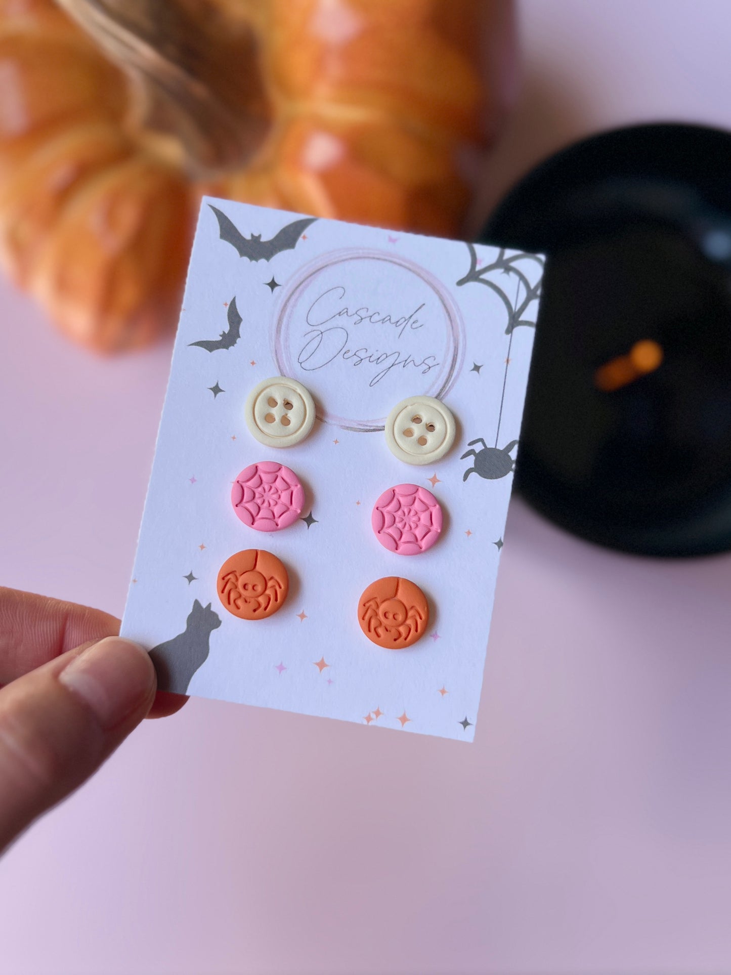 The Spooki Trio | Assorted Halloween Clay Earring Studs - Set of 3