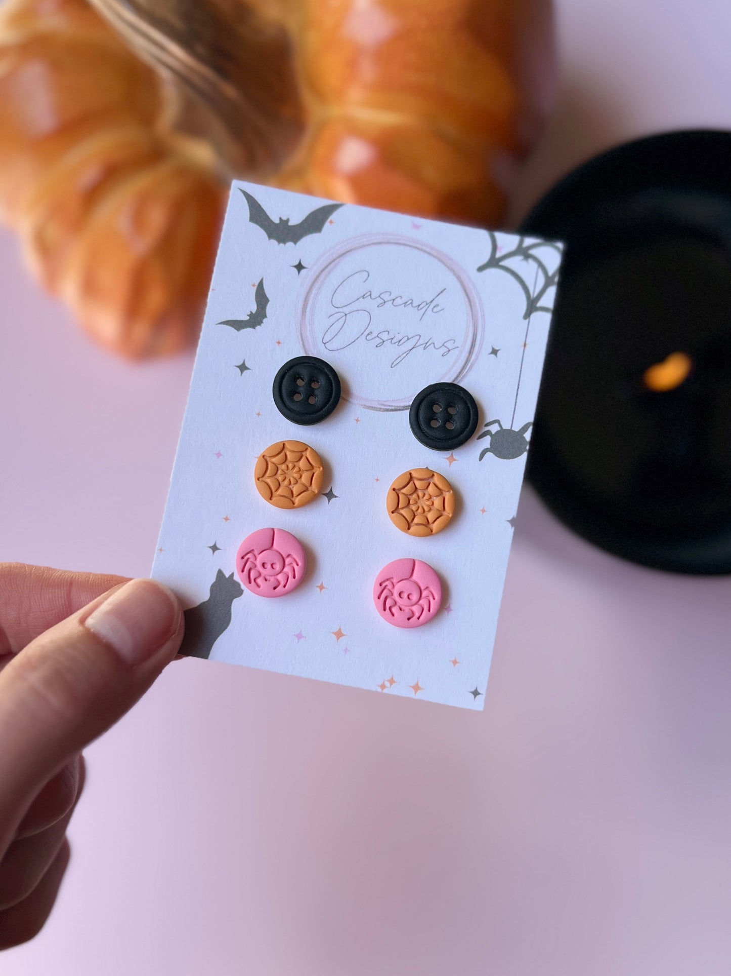 The Spooki Trio | Assorted Halloween Clay Earring Studs - Set of 3