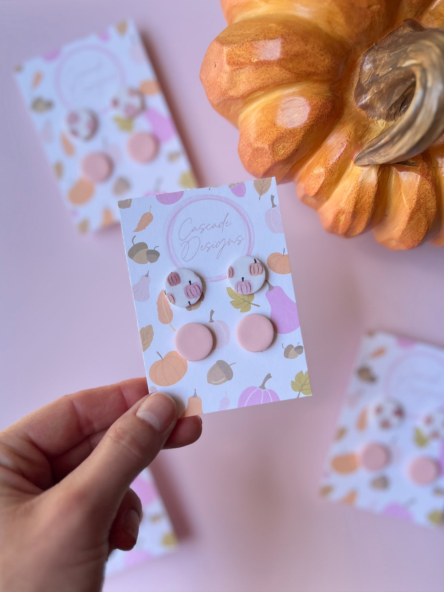 The Pink Pumpkin Stud Set | Fall Earring Studs - Set of 2
