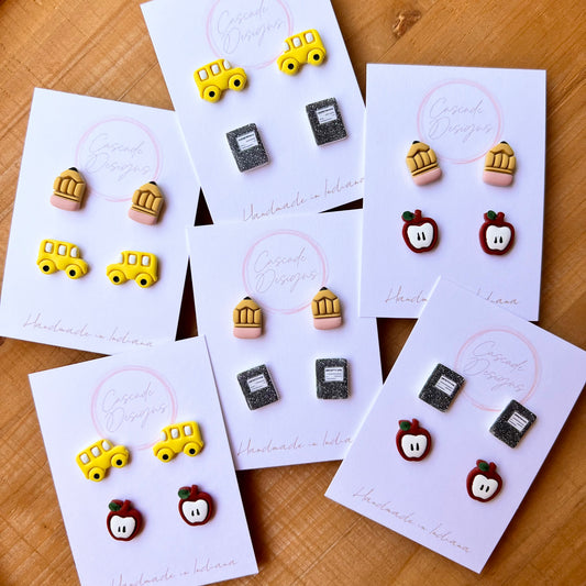 The Teacher | School Clay Earring Studs - Set of 2