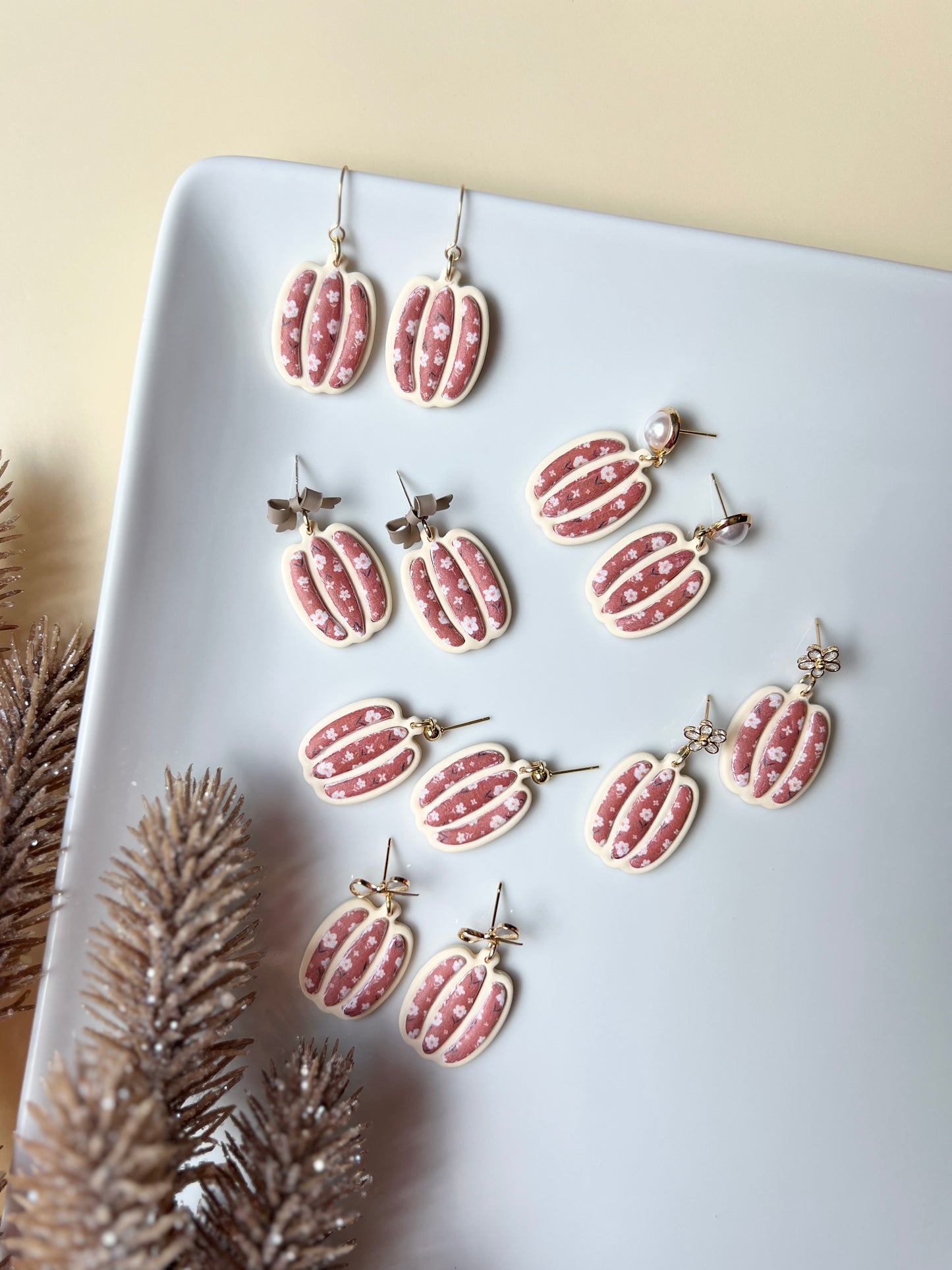 The Floral Pumpkin | Patterned Pumpkin Earrings