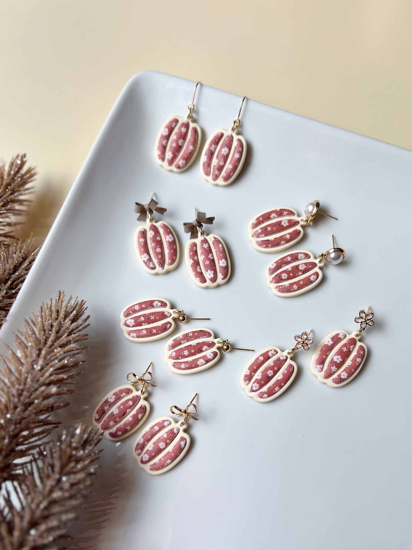 The Floral Pumpkin | Patterned Pumpkin Earrings
