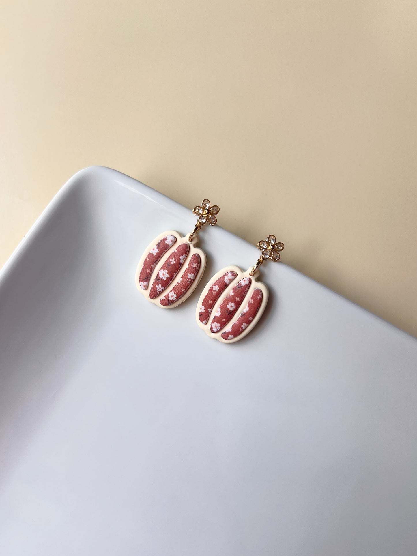 The Floral Pumpkin | Patterned Pumpkin Earrings