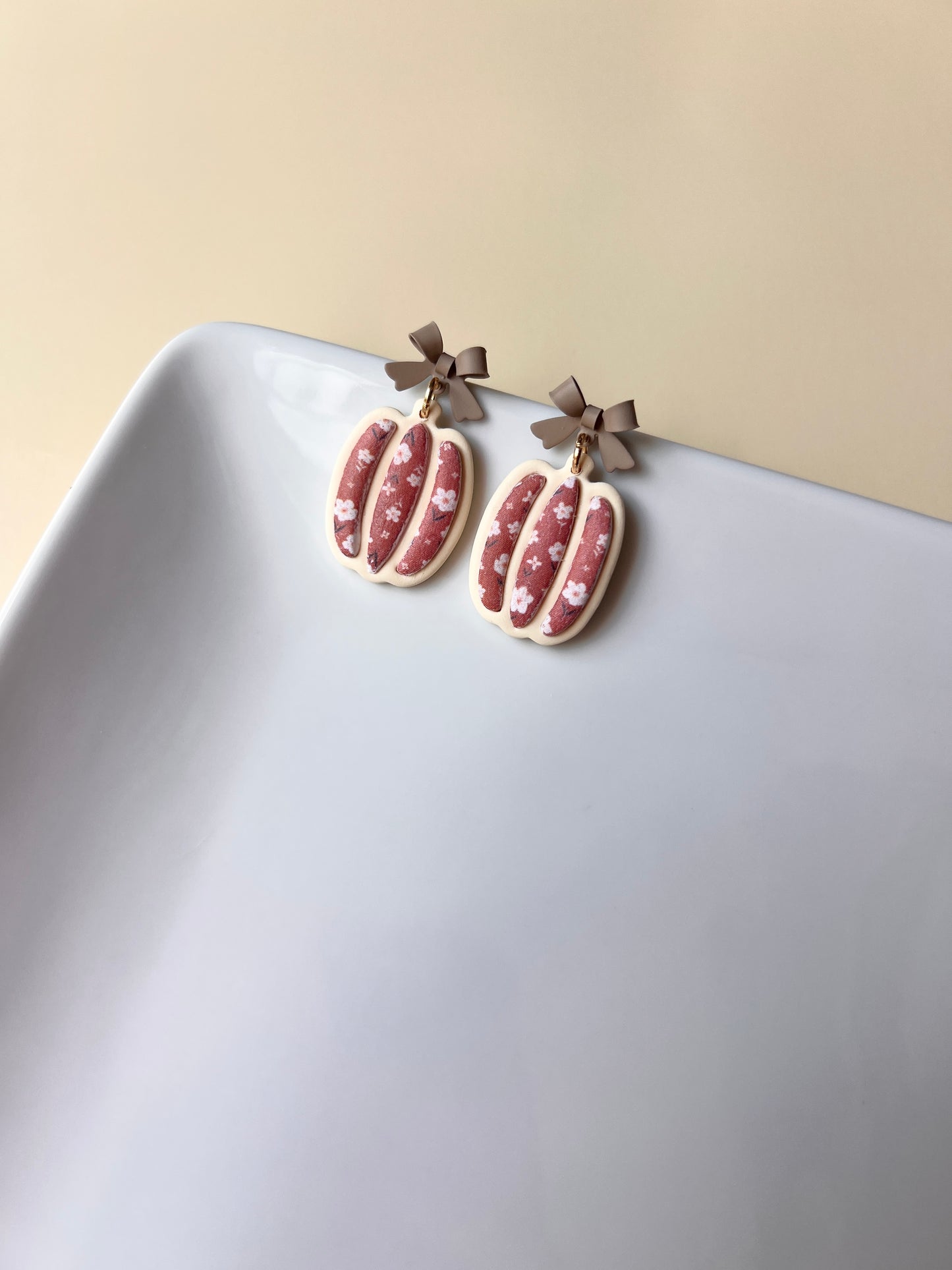 The Floral Pumpkin | Patterned Pumpkin Earrings