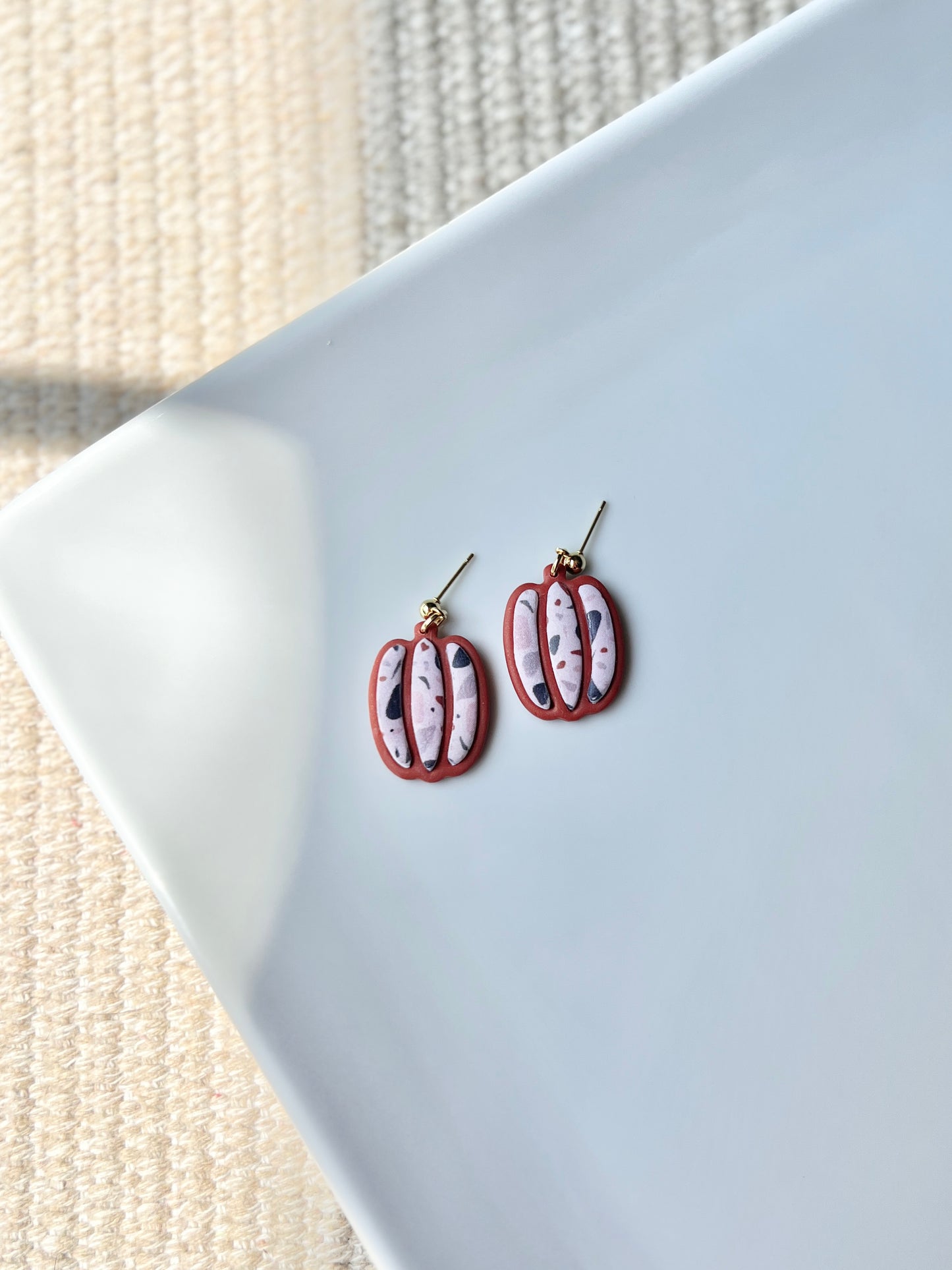 The Terrazzo Pumpkin | Patterned Pumpkin Earrings