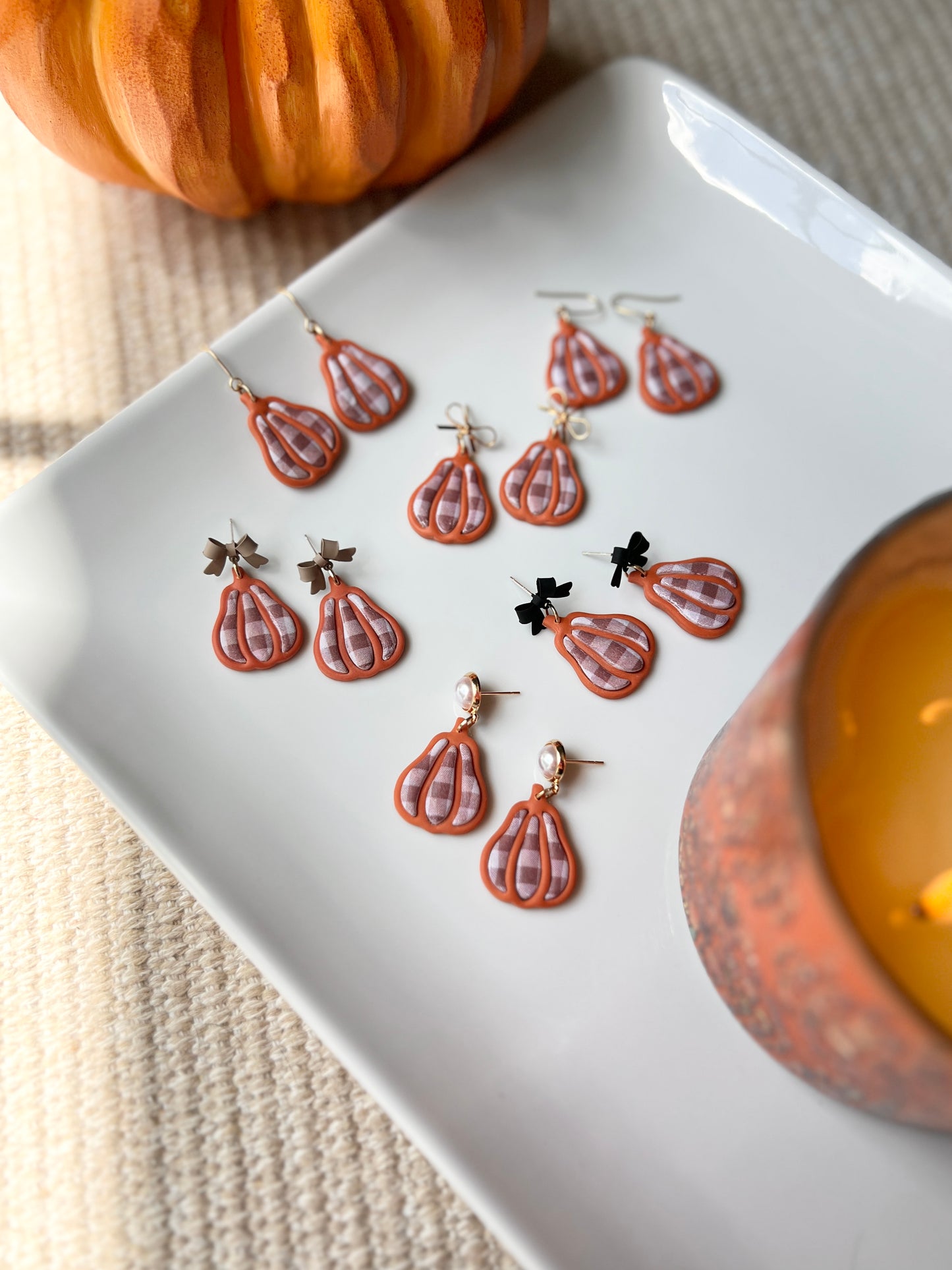 The Plaid Gourd | Patterned Gourd Earrings