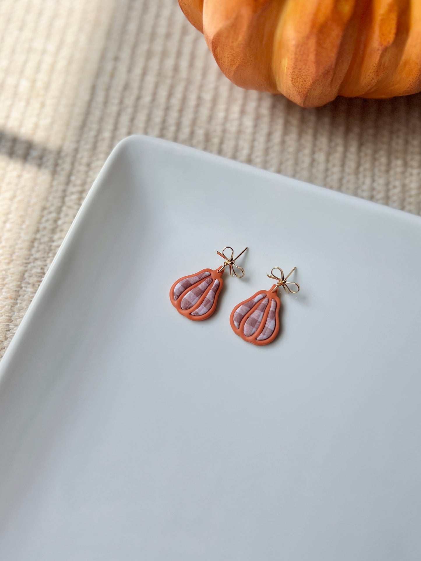 The Plaid Gourd | Patterned Gourd Earrings
