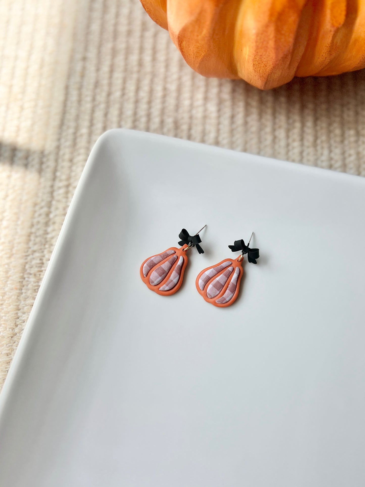 The Plaid Gourd | Patterned Gourd Earrings