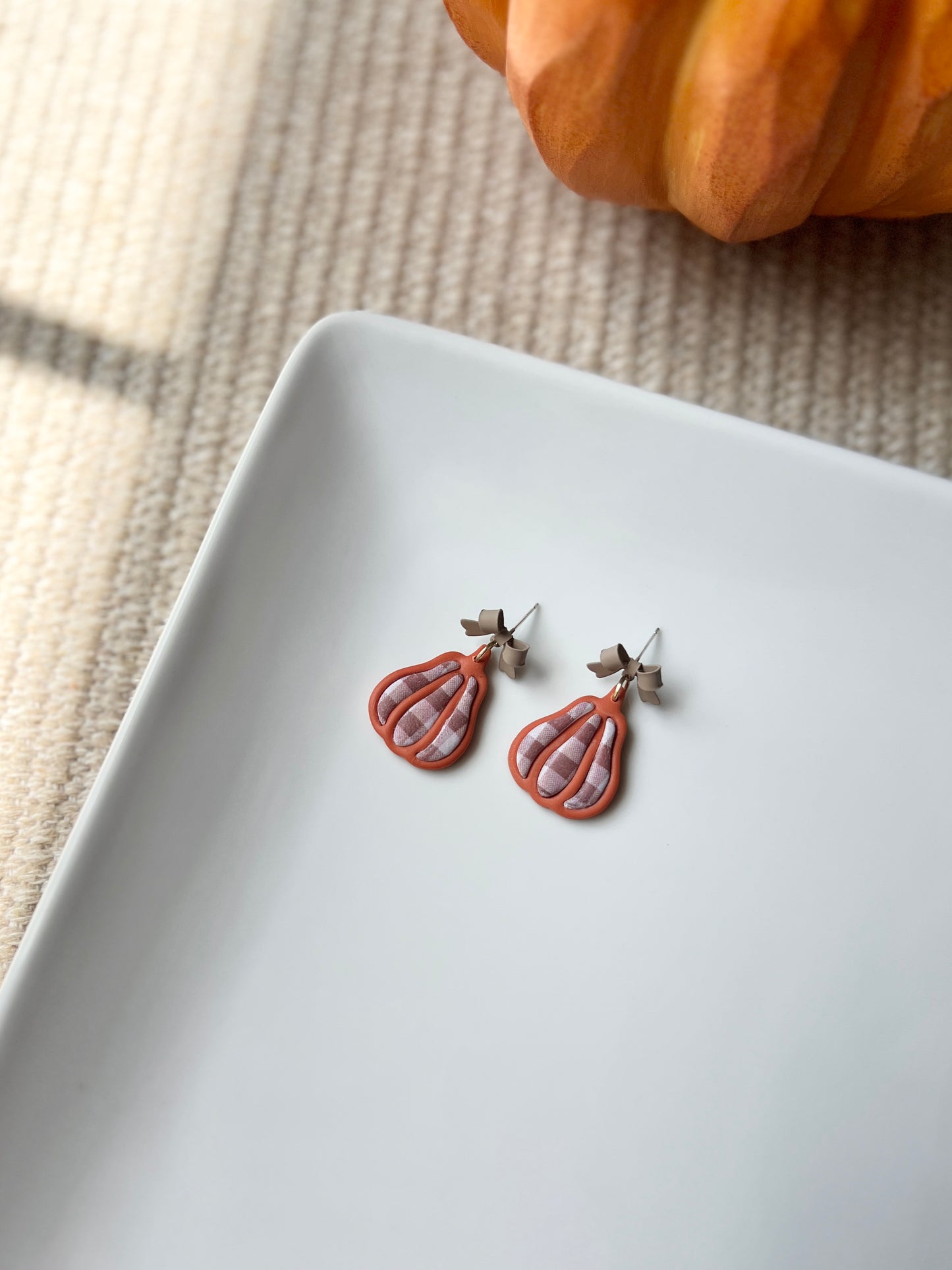 The Plaid Gourd | Patterned Gourd Earrings