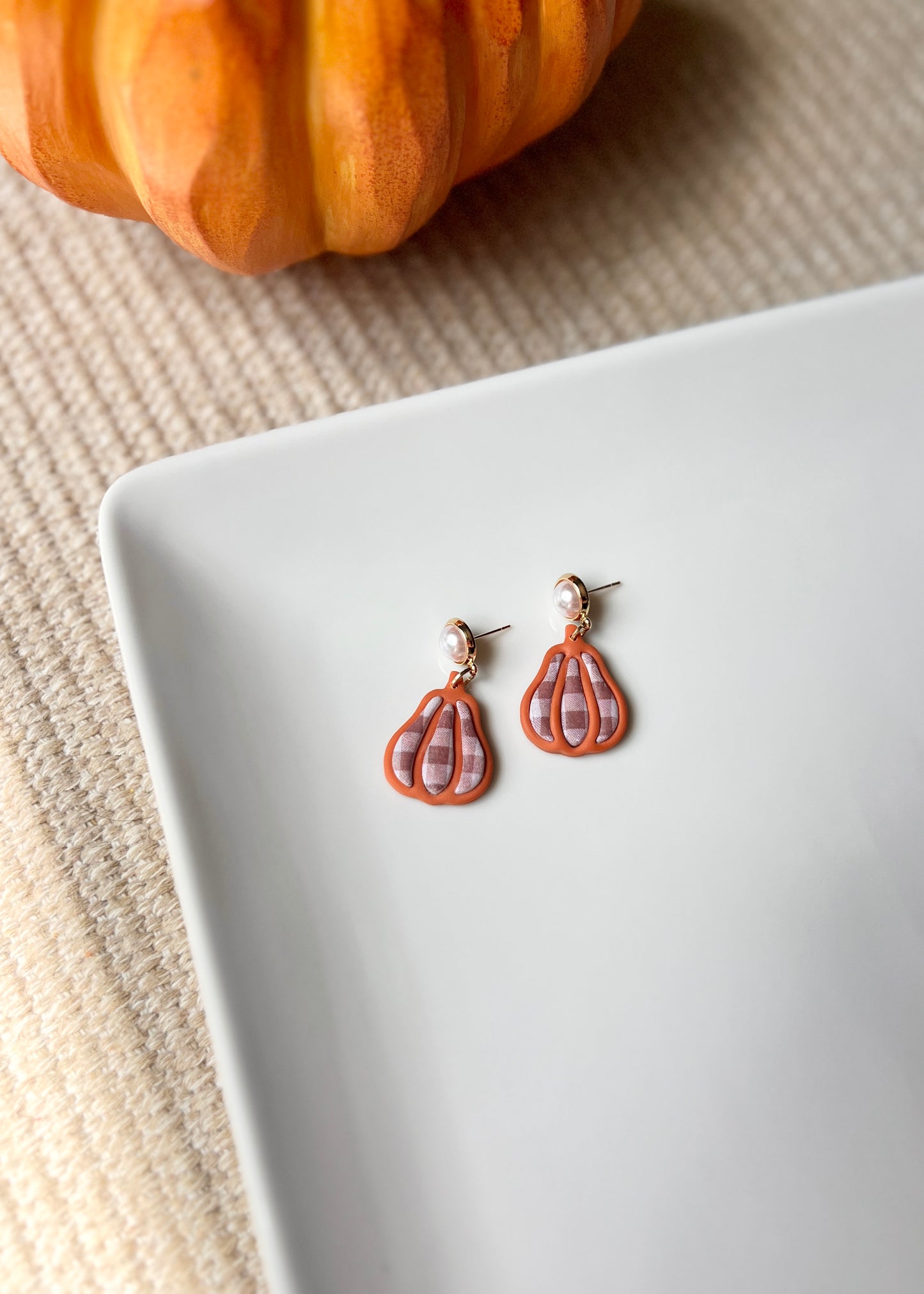The Plaid Gourd | Patterned Gourd Earrings