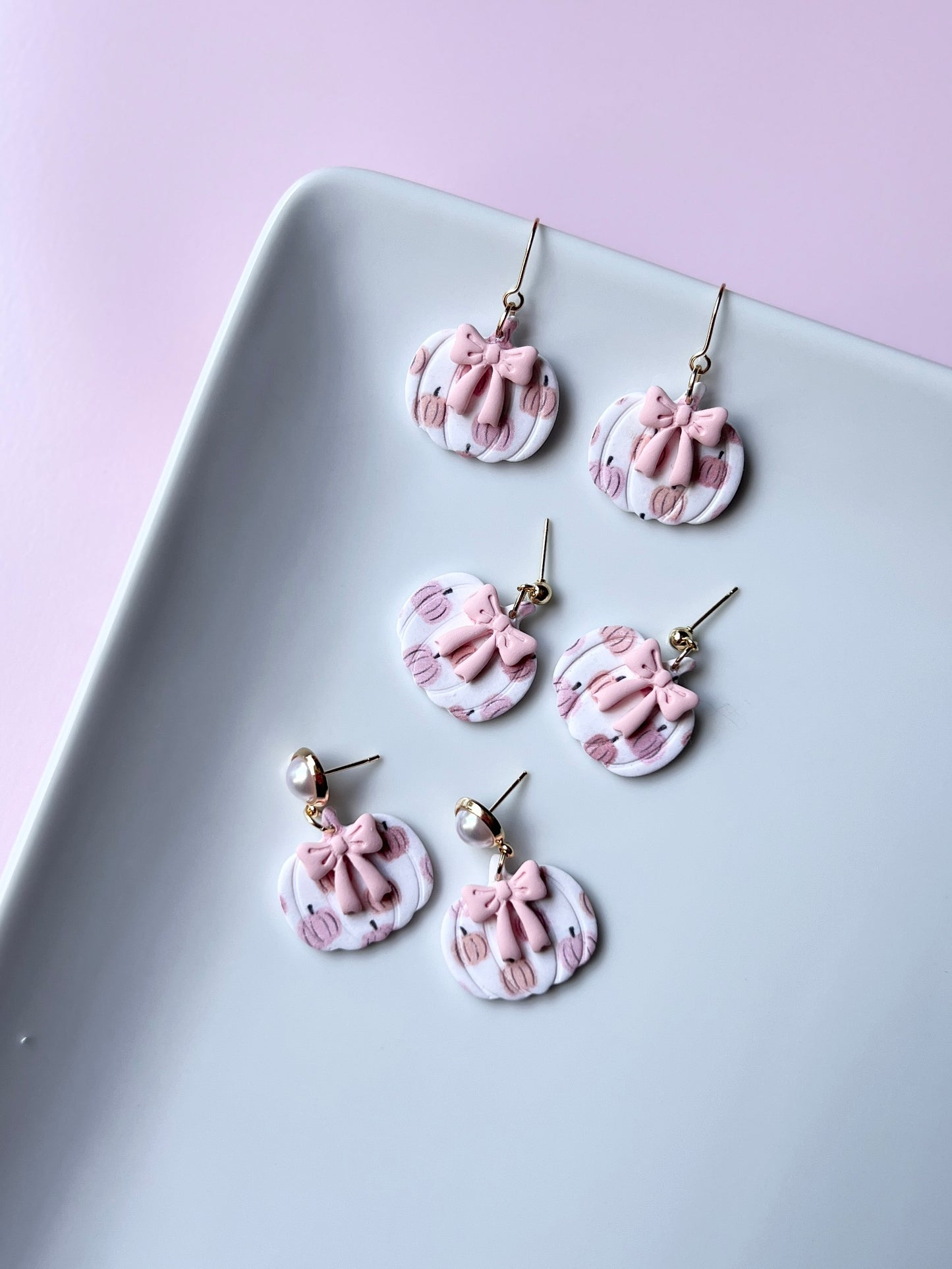 The Pumpkin Bow | Patterned Pumpkin Bow Earrings