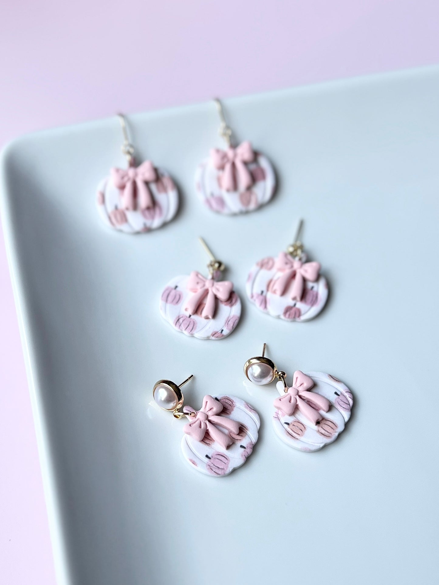 The Pumpkin Bow | Patterned Pumpkin Bow Earrings