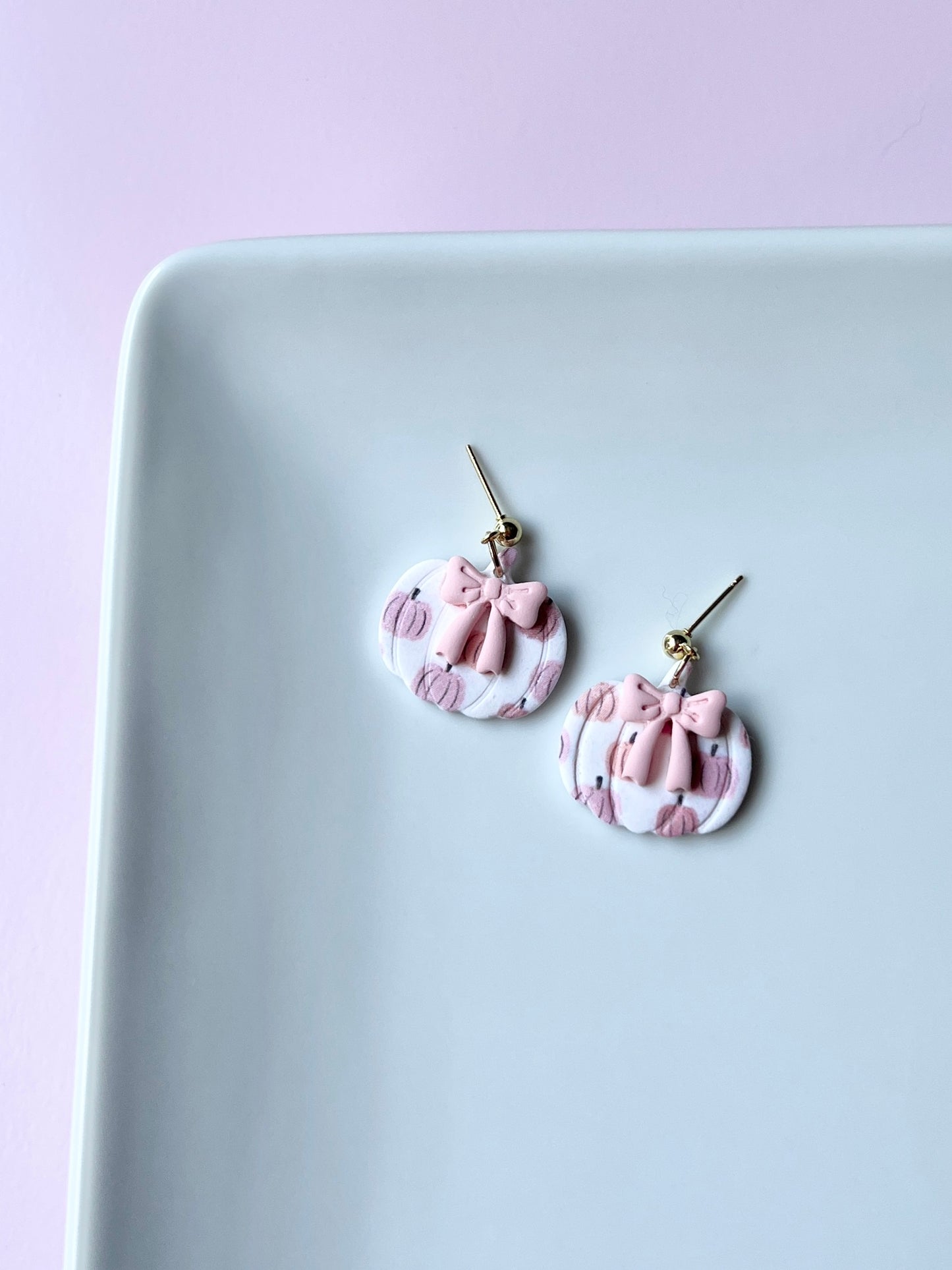 The Pumpkin Bow | Patterned Pumpkin Bow Earrings