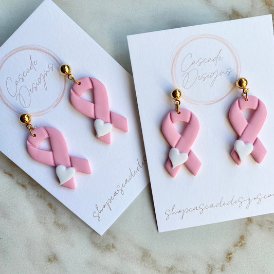 The Pink Ribbon | Breast Cancer Awareness Clay Earrings
