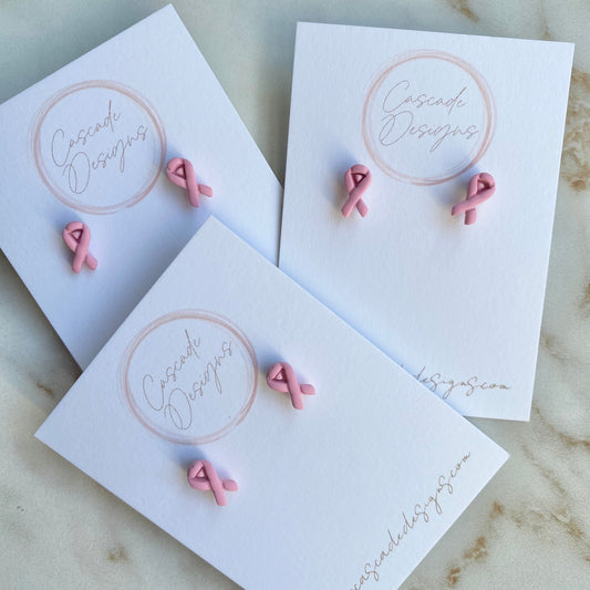The Pink Ribbon Mini | Breast Cancer Awareness Clay Earrings