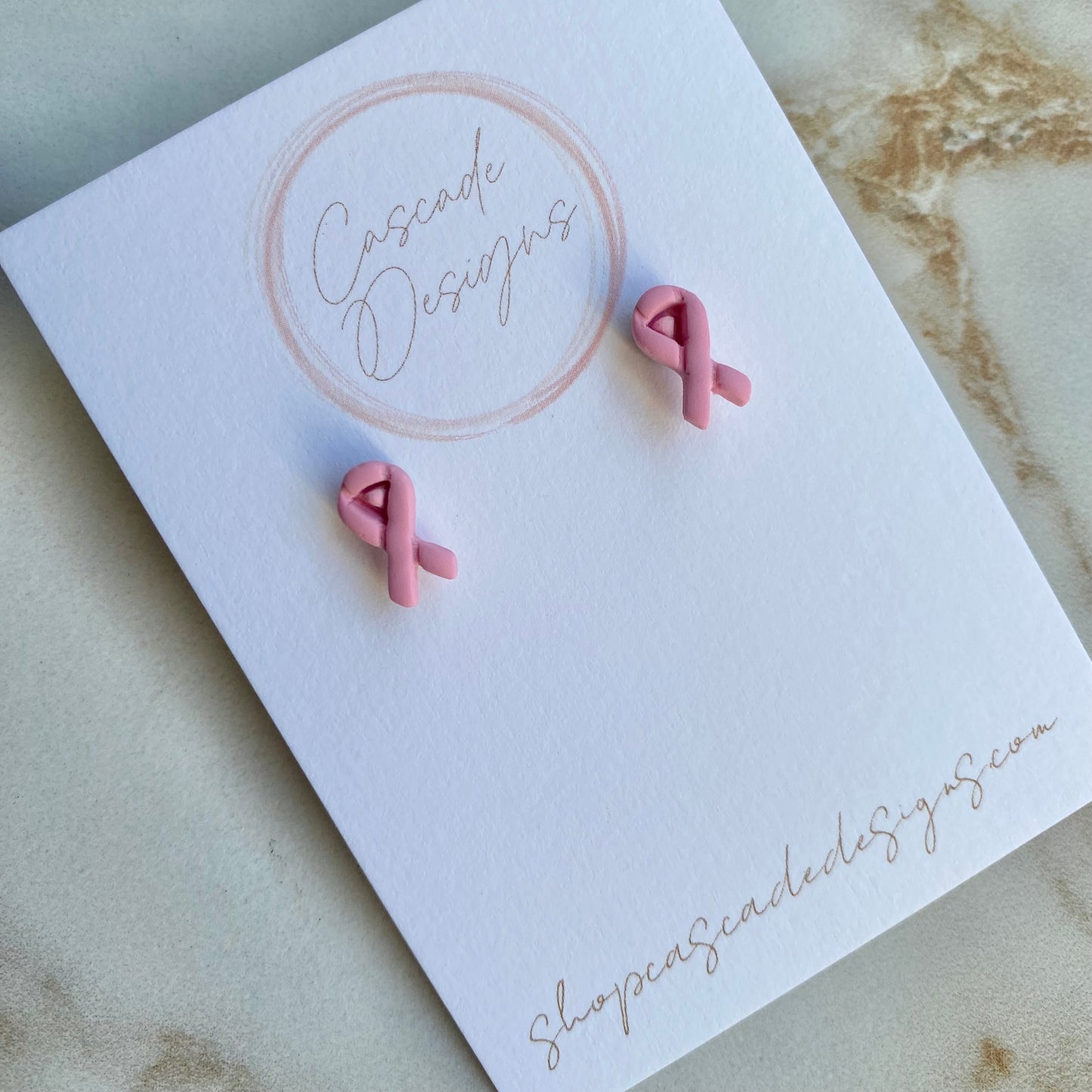The Pink Ribbon Mini | Breast Cancer Awareness Clay Earrings