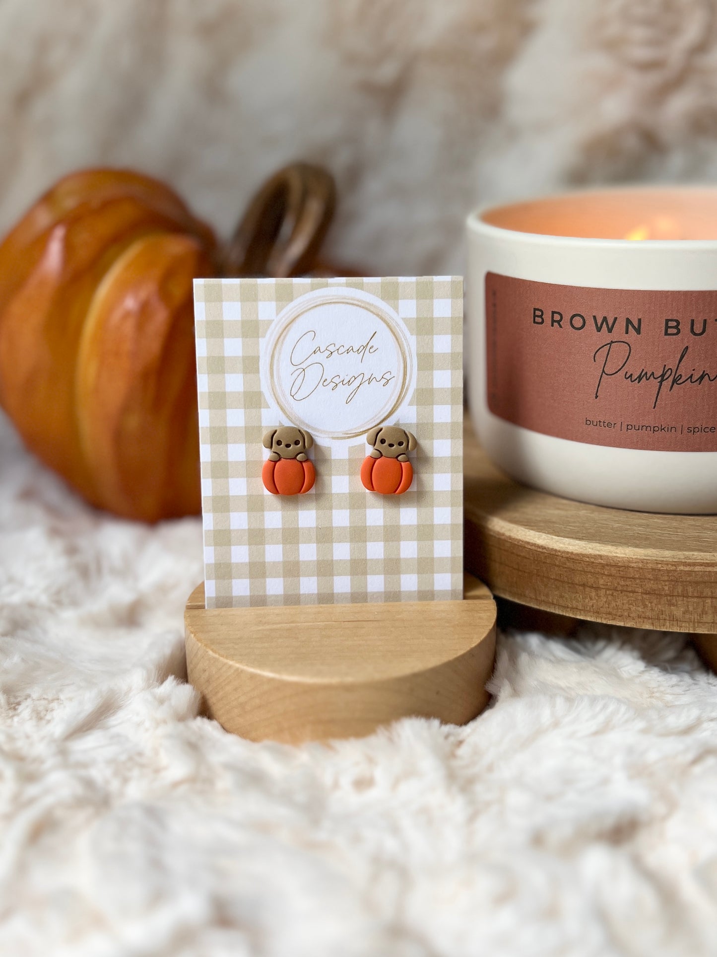 The Pup n' A Pumpkin Studs | Halloween Earring Studs