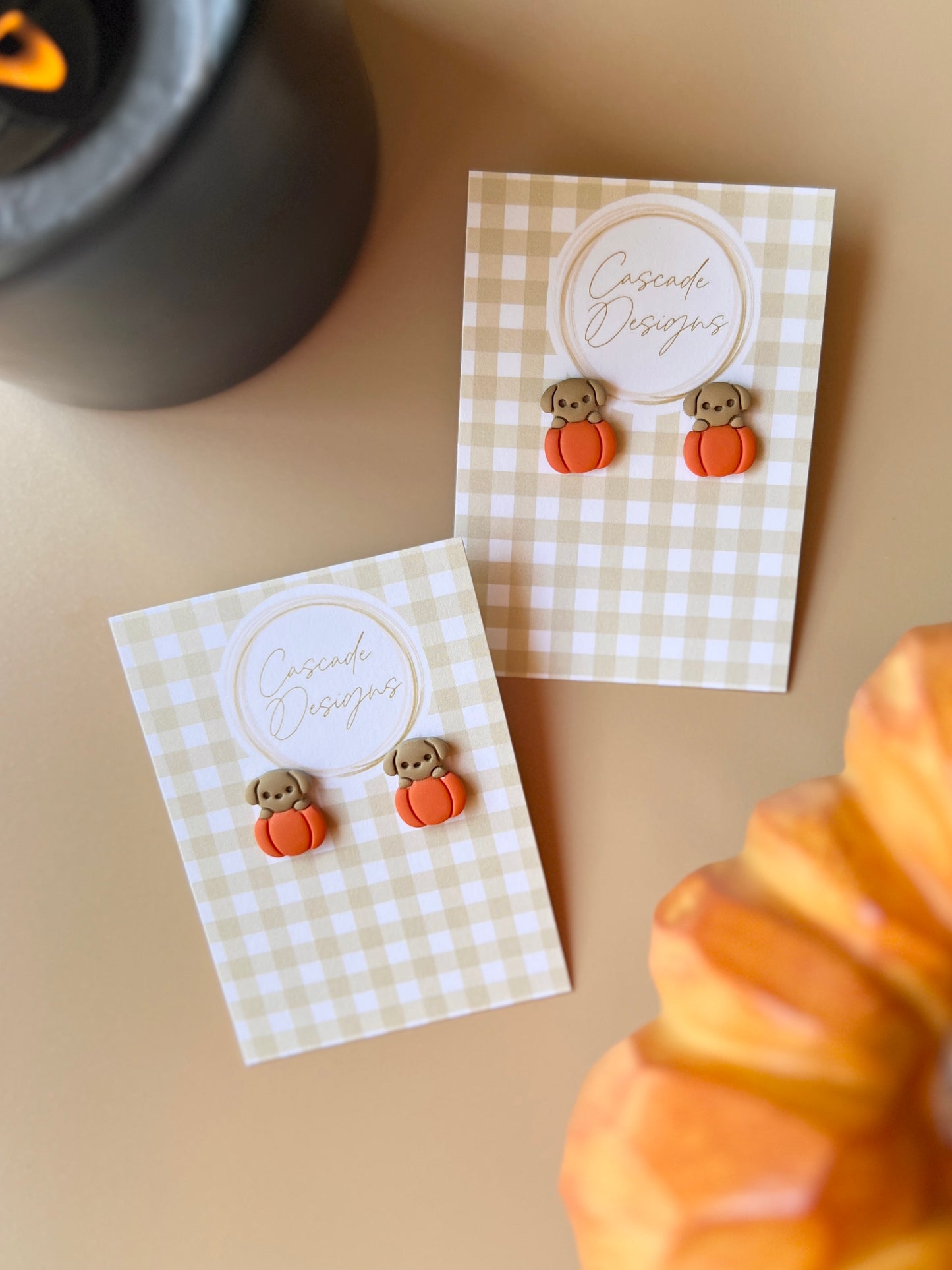 The Pup n' A Pumpkin Studs | Halloween Earring Studs
