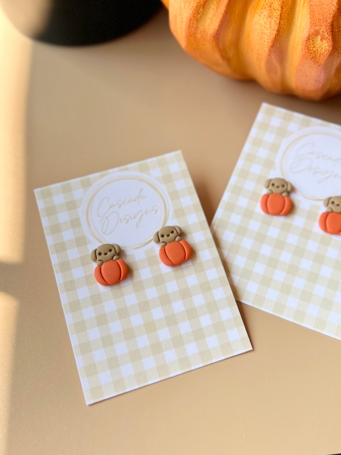The Pup n' A Pumpkin Studs | Halloween Earring Studs