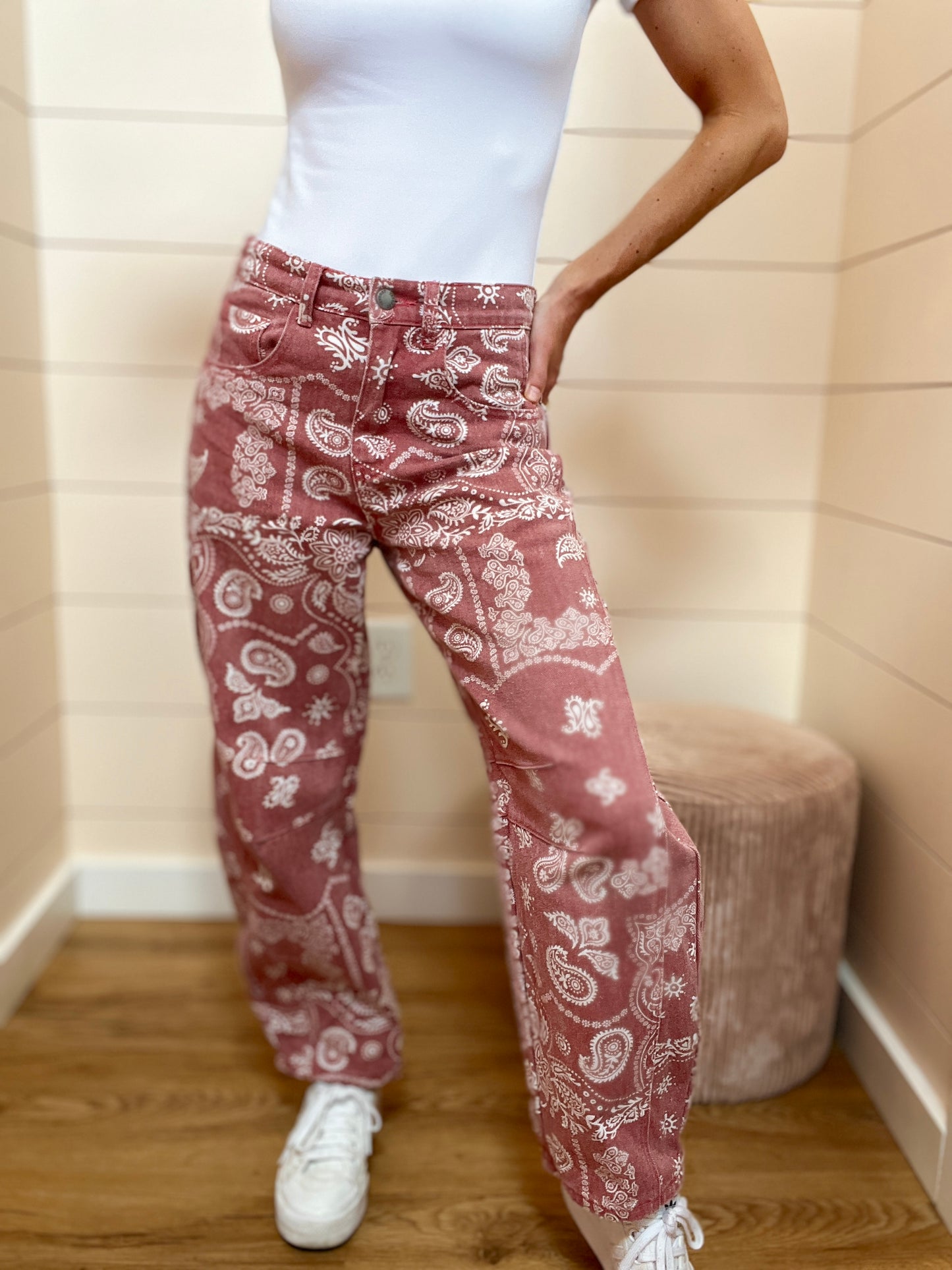 Paisley Printed Denim Pants