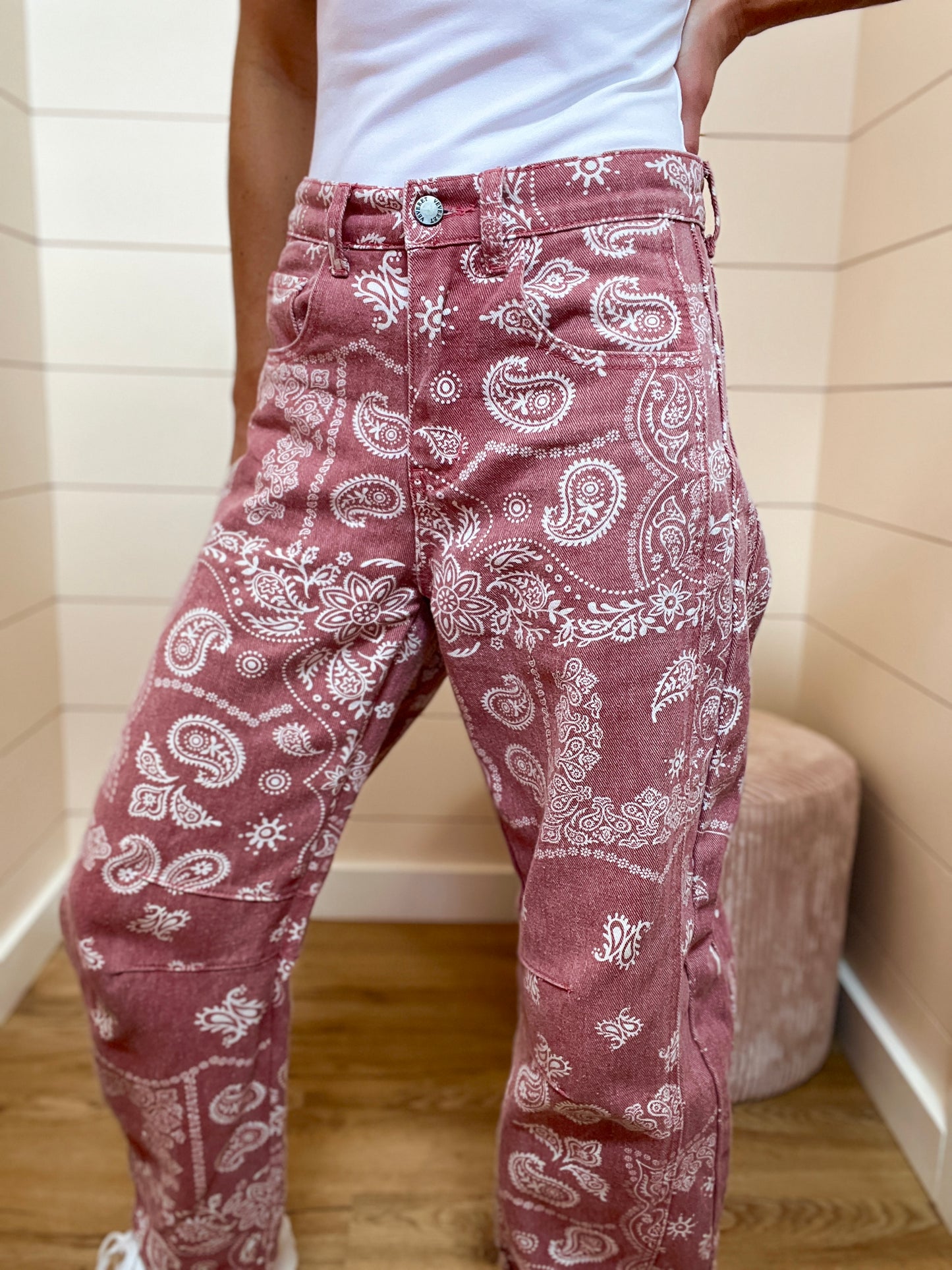 Paisley Printed Denim Pants
