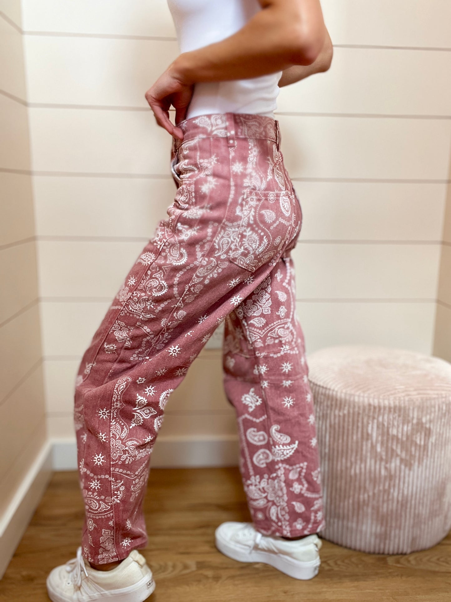Paisley Printed Denim Pants